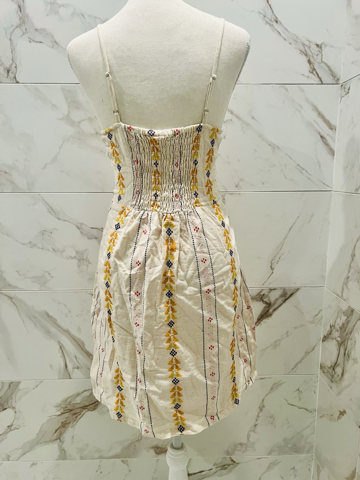Boho En Crème Embroidered Boho Mini Dress Size L