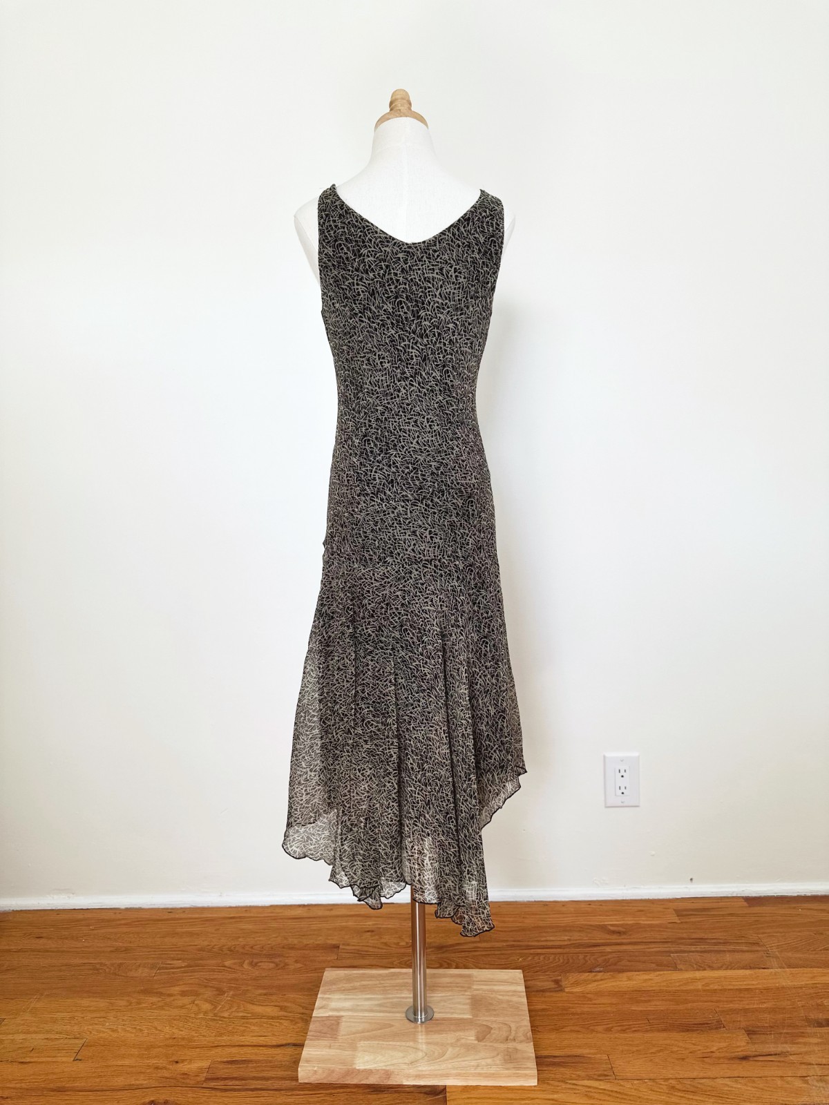 Jonathan Martin 100% Silk Slip Dress Size 8 Fairy Grunge Asymmetrical Bias Y2K