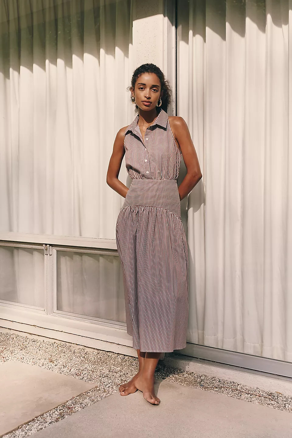 Anthropologie – Tobie Drop-Waist Midi Shirtdress by Exquise #4130942140054