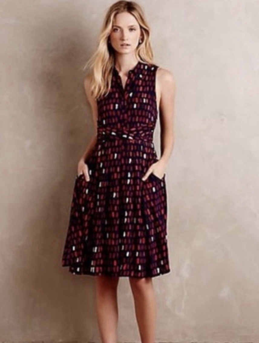 Anthropologie 11•1• Tylho Shirt dress Women’s Small Navy/Red Daytime Or Workwear