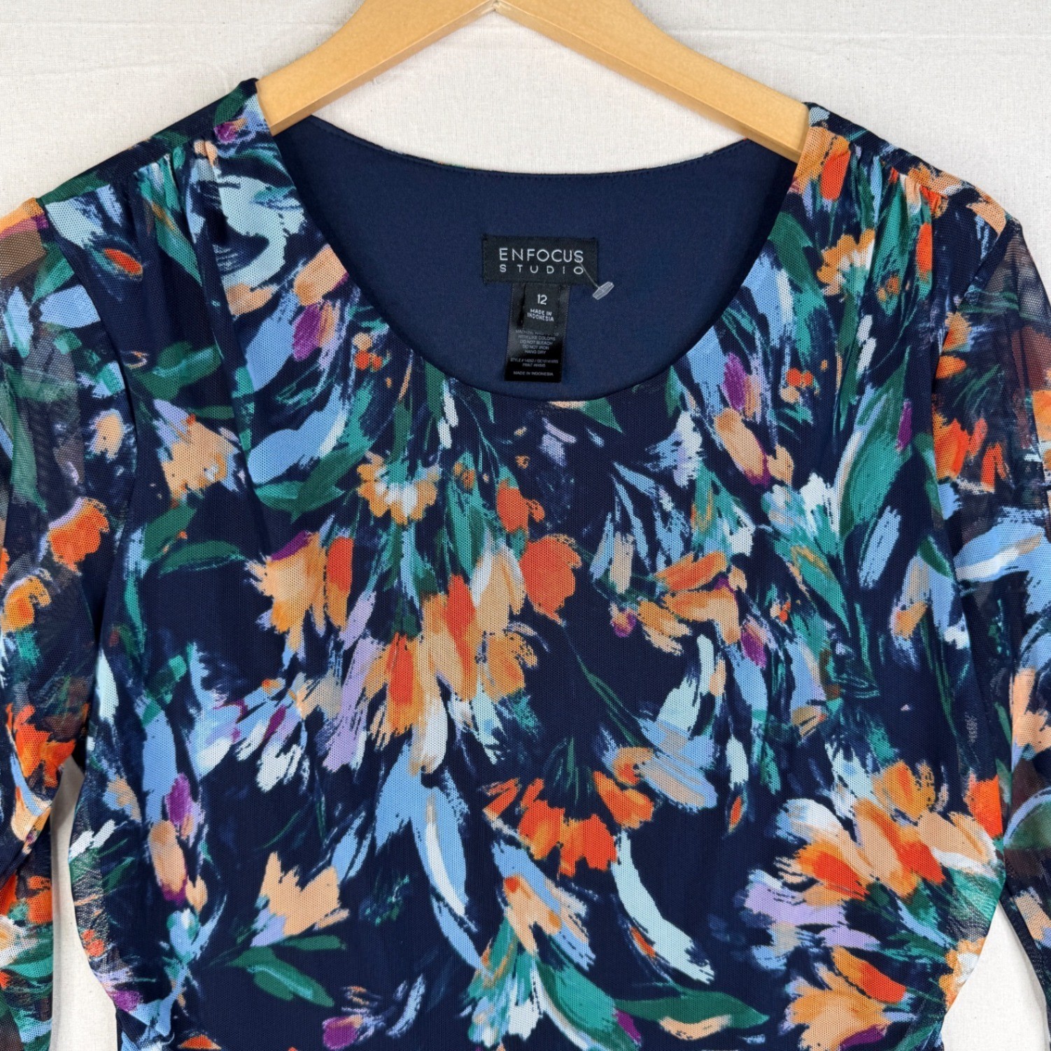 New Enfocus Studio Floral Print Half Sleeve Dress size 12 Blue/Orange