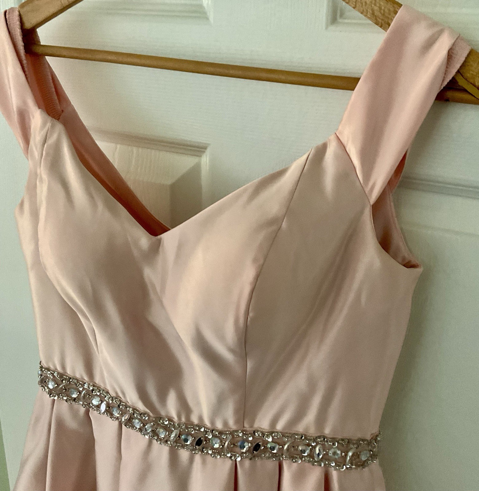Cindy Collection Fit N Flare Dress Mini Pink Satin Rhinestone Prom Wedding Gown