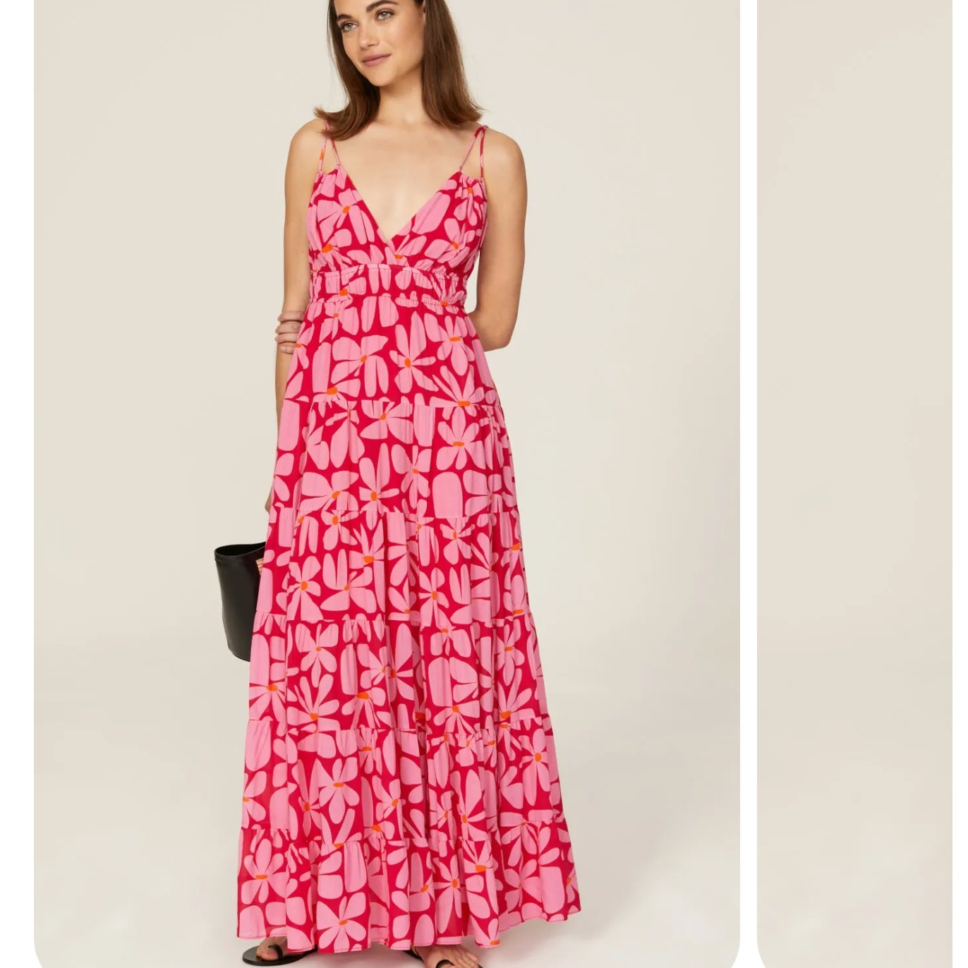 Hutch Pink Floral Tiered Ruffle Maxi Dress MEDIUM Sundress Cottage Vacation $270
