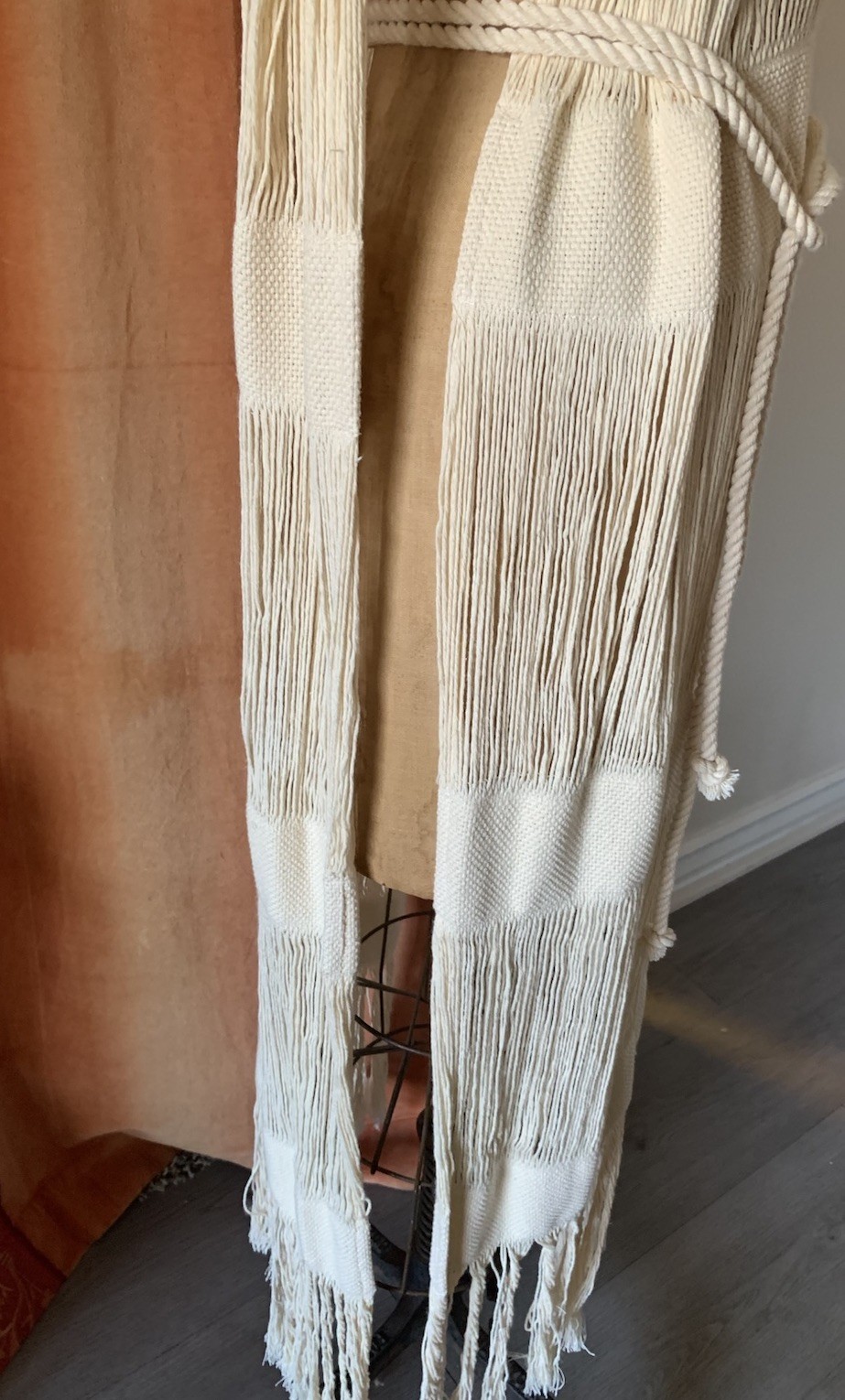 Hand Wovan Macram Cover Up Cotton Dress With Fringes Handmade Mexico