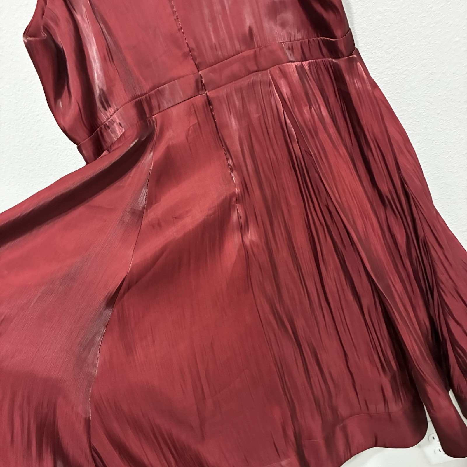 Torrid Dark Red Pleated Fit & Flare Dress 12 Mini V-Neck Spaghetti Strap