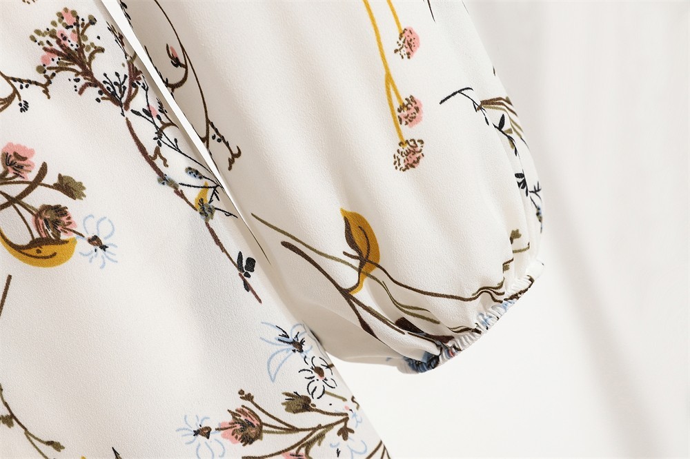Spring summer Women Maxi dress Long sleeves Printed–M–Chest: 40 inches