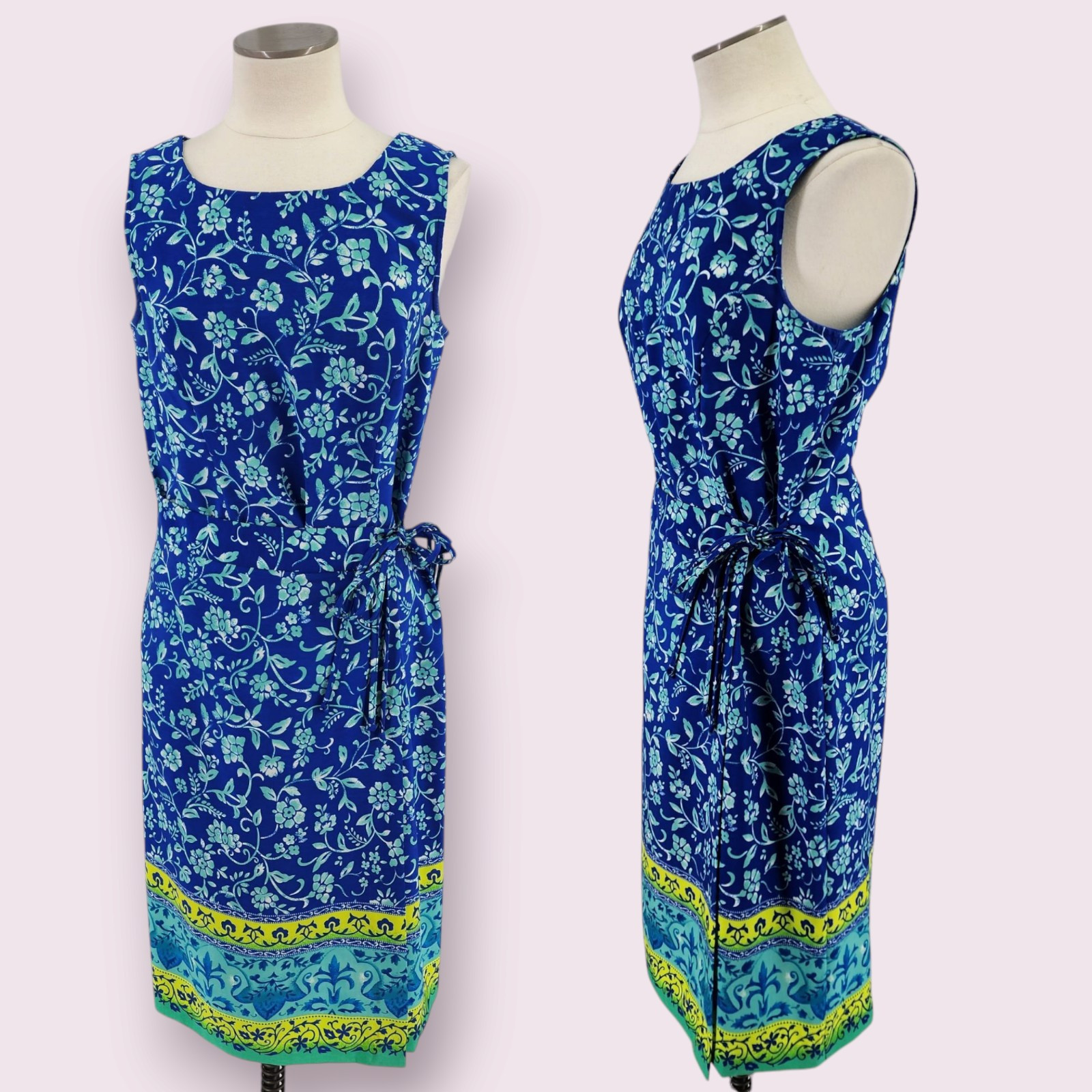 Vtg Hawaiian Dress 12 Tropical Retro Tiki Vacation Cruise Beach Bright Colorful