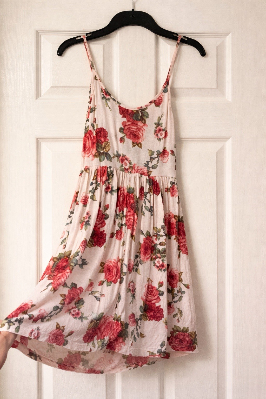 DEB Y2K Rose Print Mini Dress Coquette Mall Girl Skater Small