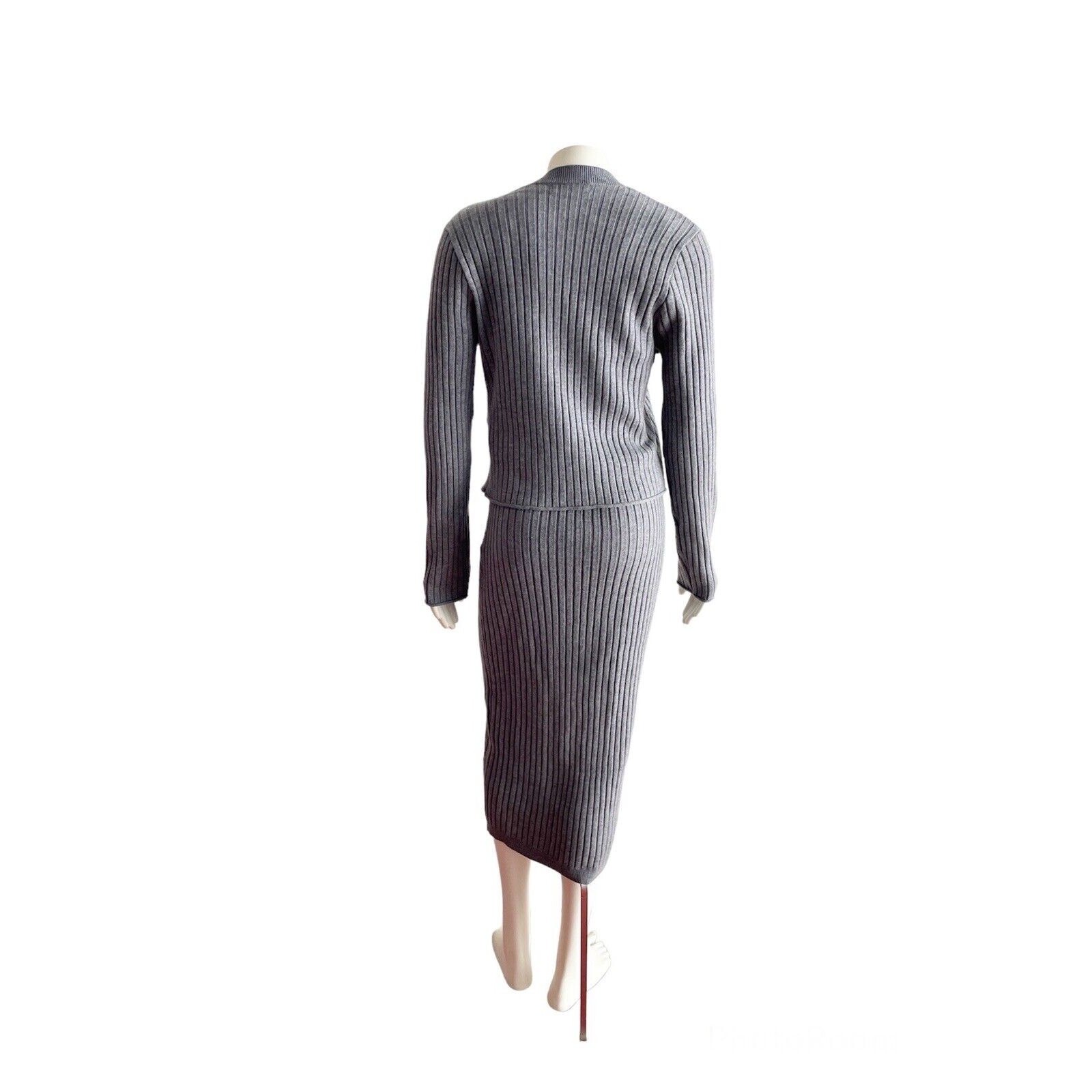 7 For All Mankind gray ribbed dress and cardigan set Minimal Medium
