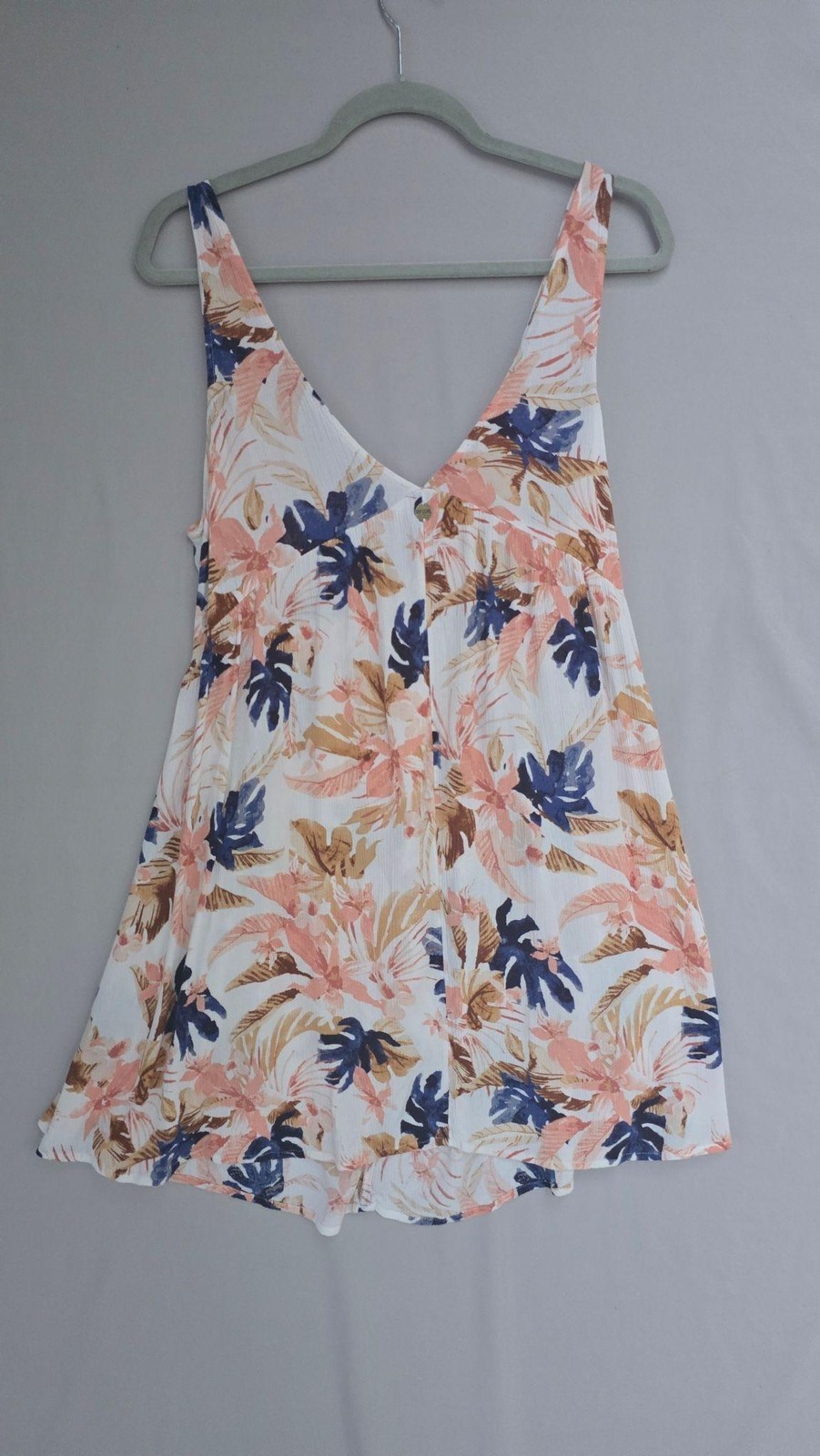 Rip Curl Dress Womens Small White Tropical Floral Empire Swing Sundress Cover-up