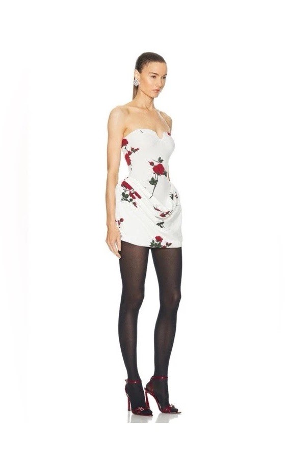 Magda Butrym Strapless Draped Hip Mini Dress