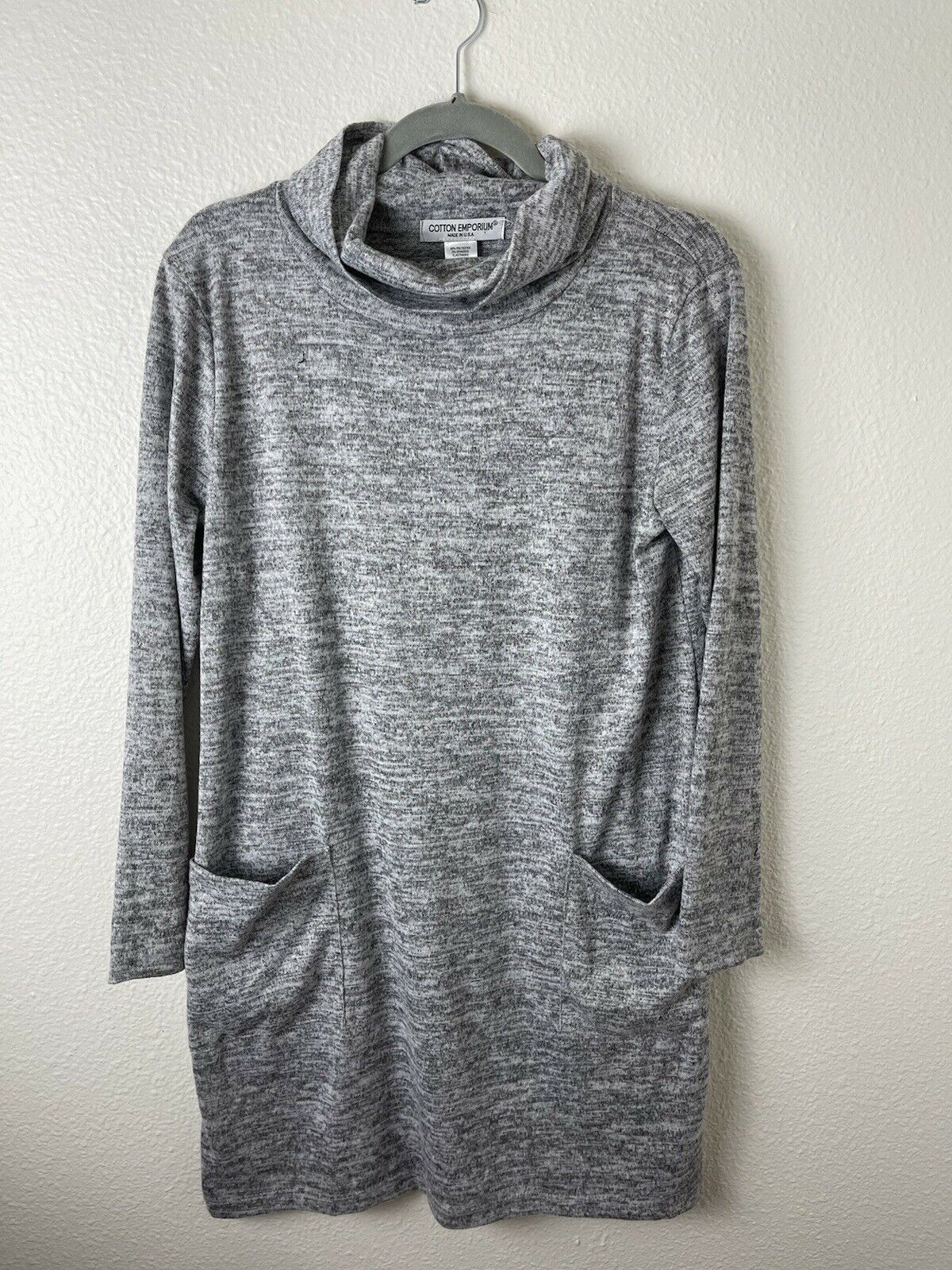Cotton Emporium Women’s Turtleneck Sweater Dress Gray Small NWOT