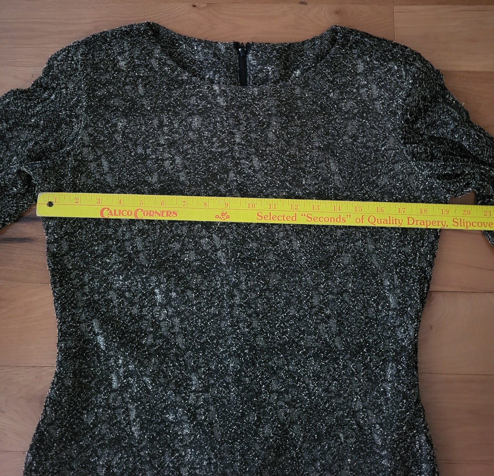 Lightweight Lined Brown Gold Metallic Long Sleeve Sparkle Dress Medium
