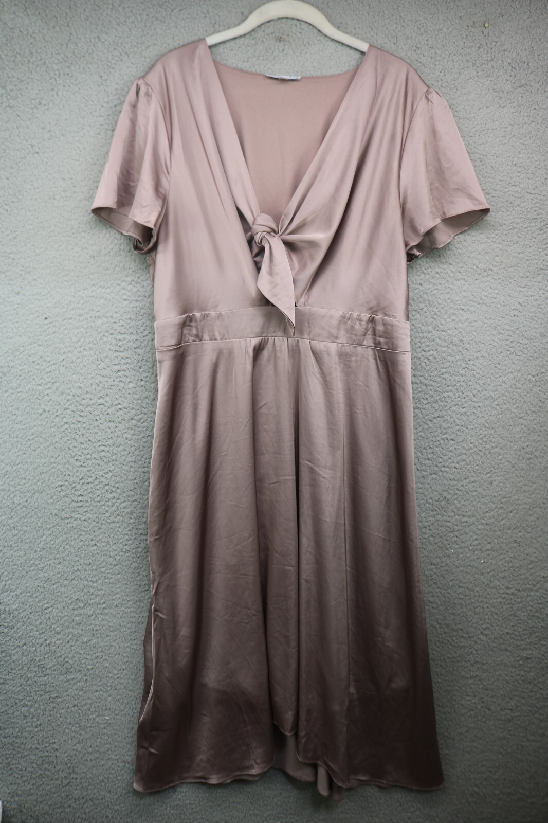 Baltic Born Satin Rose Gold Elastic Waist Midi Dress-XXL-Cut-Out-Lined
