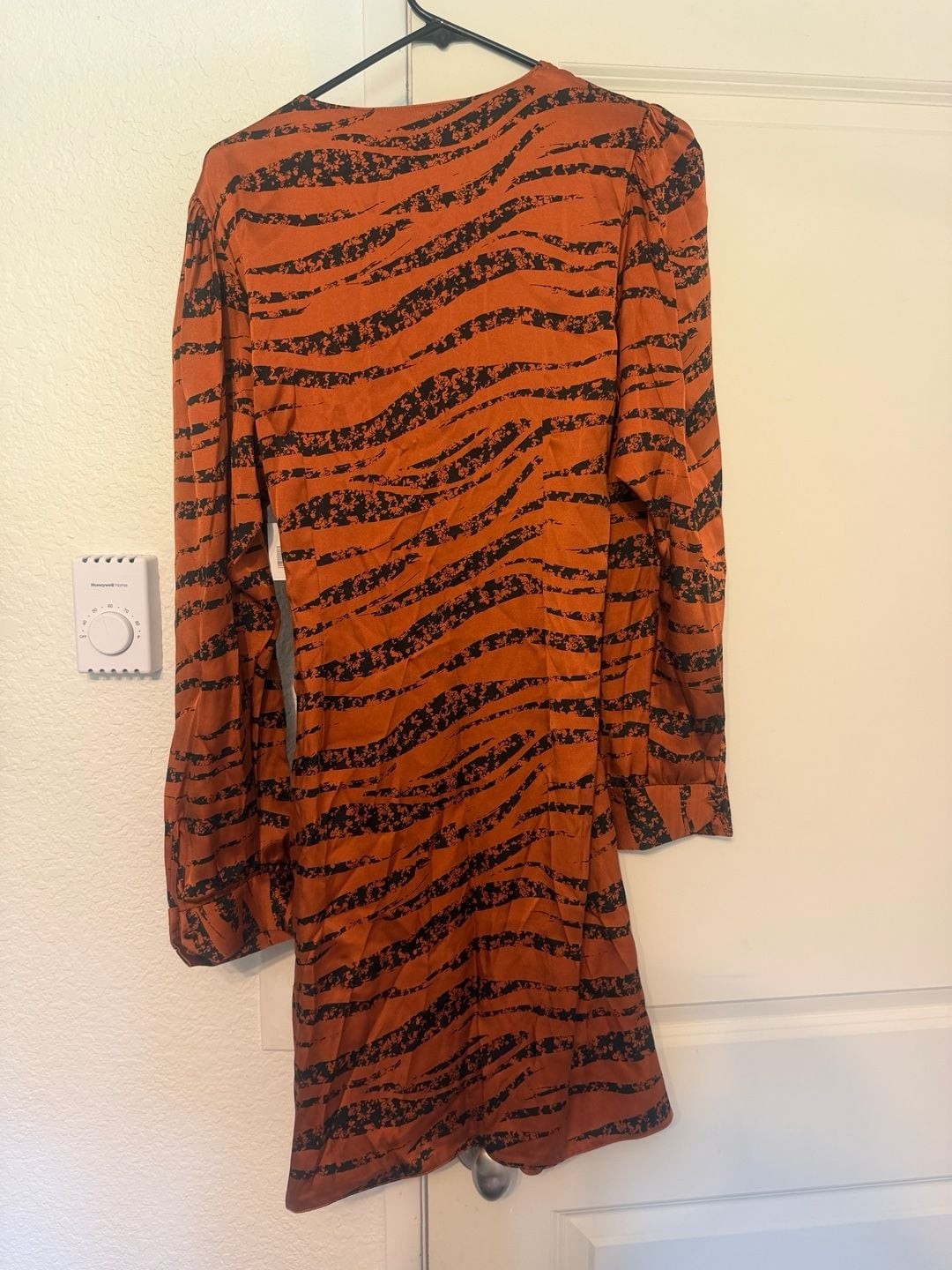 Anine Bing Penelope Silk Mini Dress in Rust Zebra Print