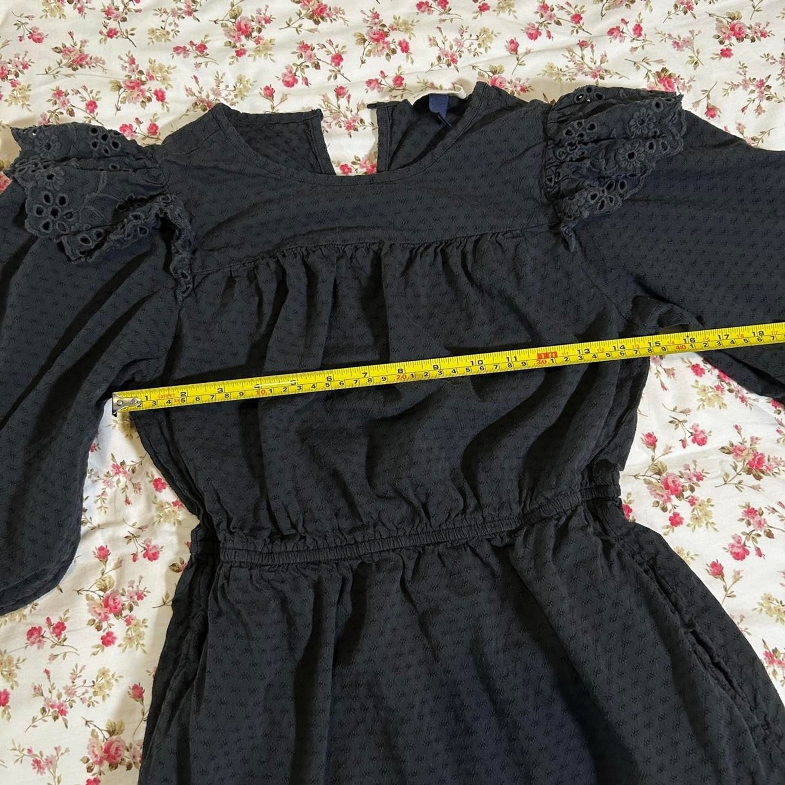 Universal Thread dark gray ruffle eyelet frilly long sleeve dress XS
