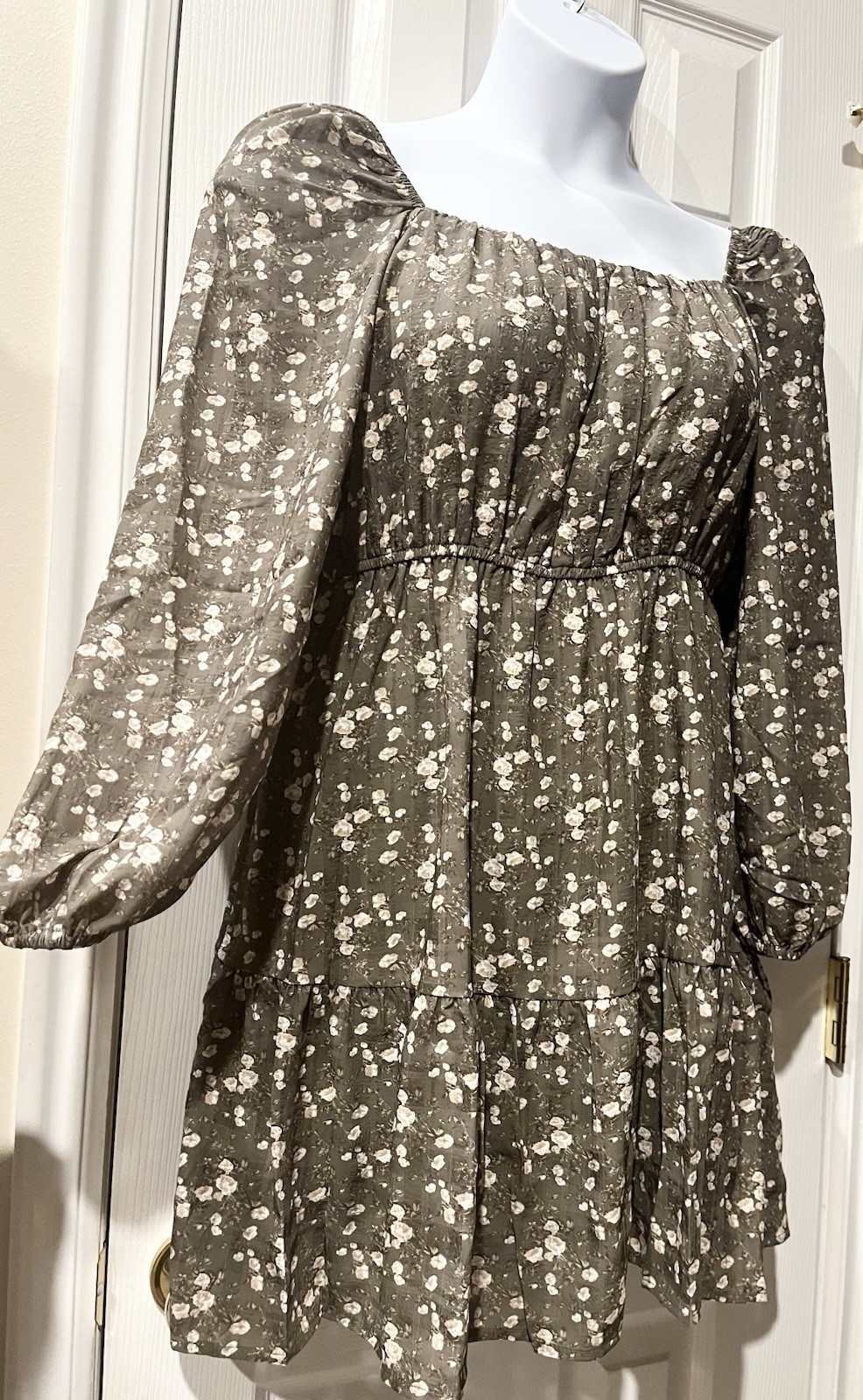 And Now This Trendy Plus Size Peasant Mini Dress – 1X – Oregano- NWT -$54 Retail