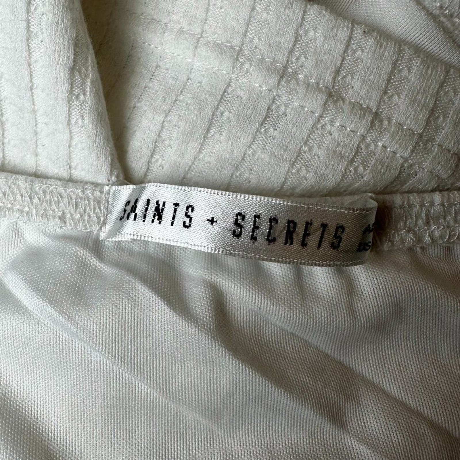 Saints + Secrets White Ribbed Knit Mini Dress Small | Graduation Bachelorette