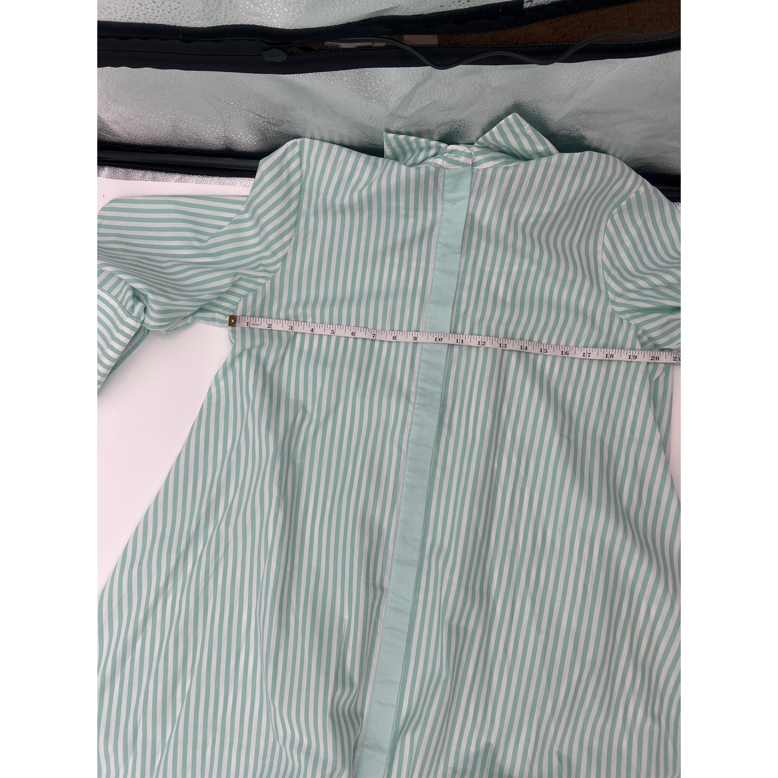 Fore Mint Green Striped Button Front Maxi Shirt Dress Large Flowy Cotton Blend