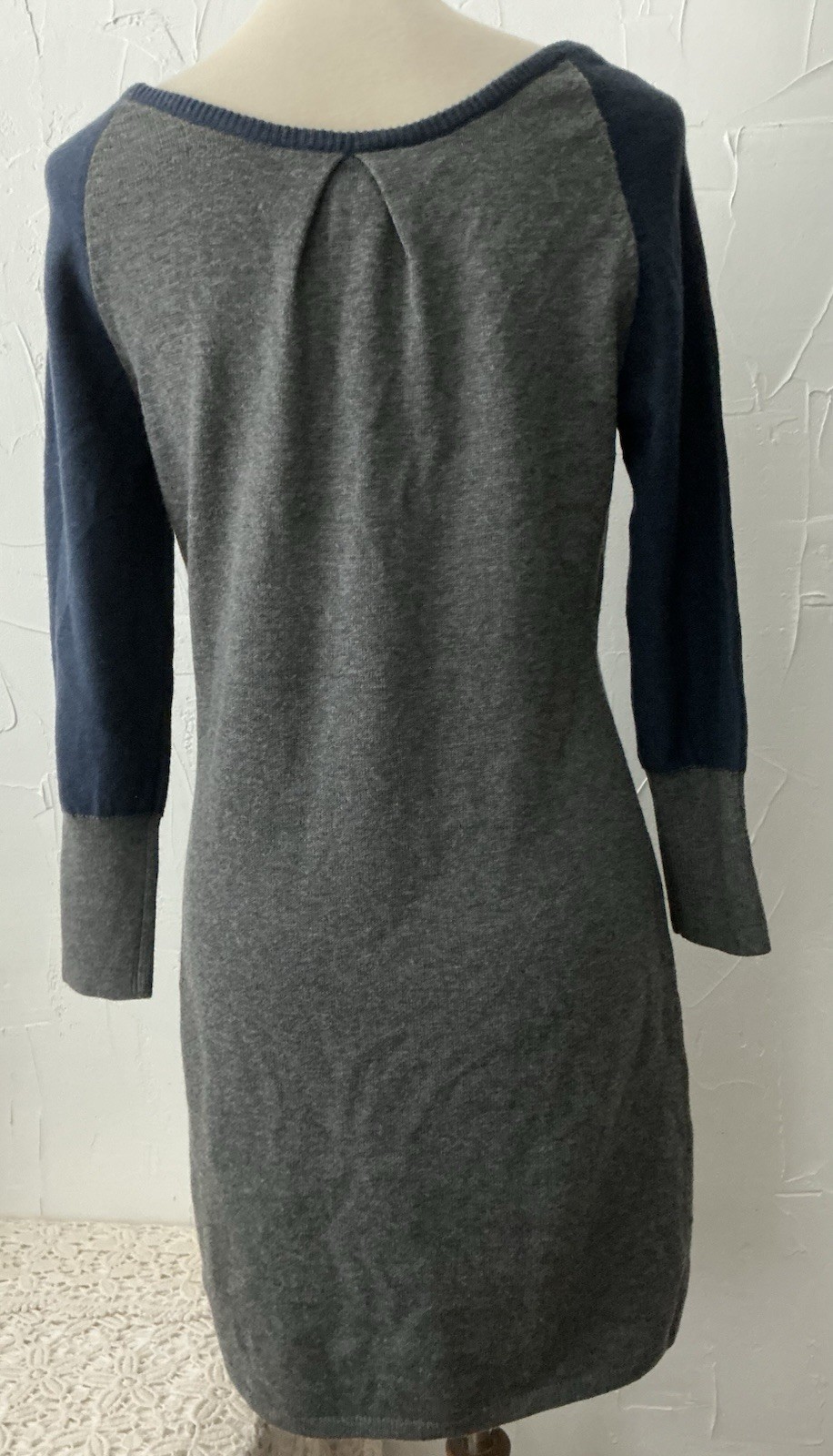 Timberland Original Sweater Dress M/ Slim Fit Gray/Navy Knit Short Wool/Cotton