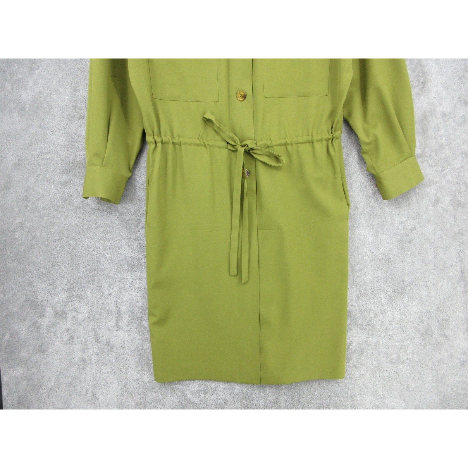 Vintage Linda Allard for Ellen Tracy Dress Womens 6 Wool Button Front Tie Waist
