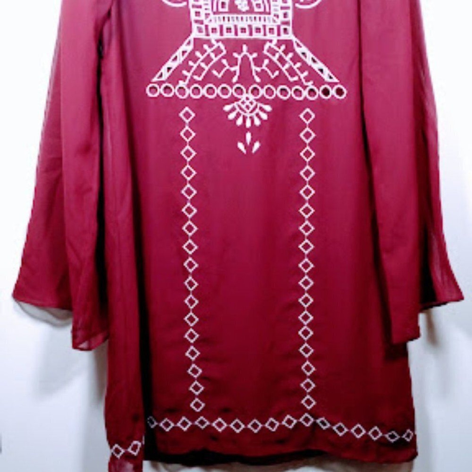 Crystal Doll Maroon Embroidered Tunic Size Small