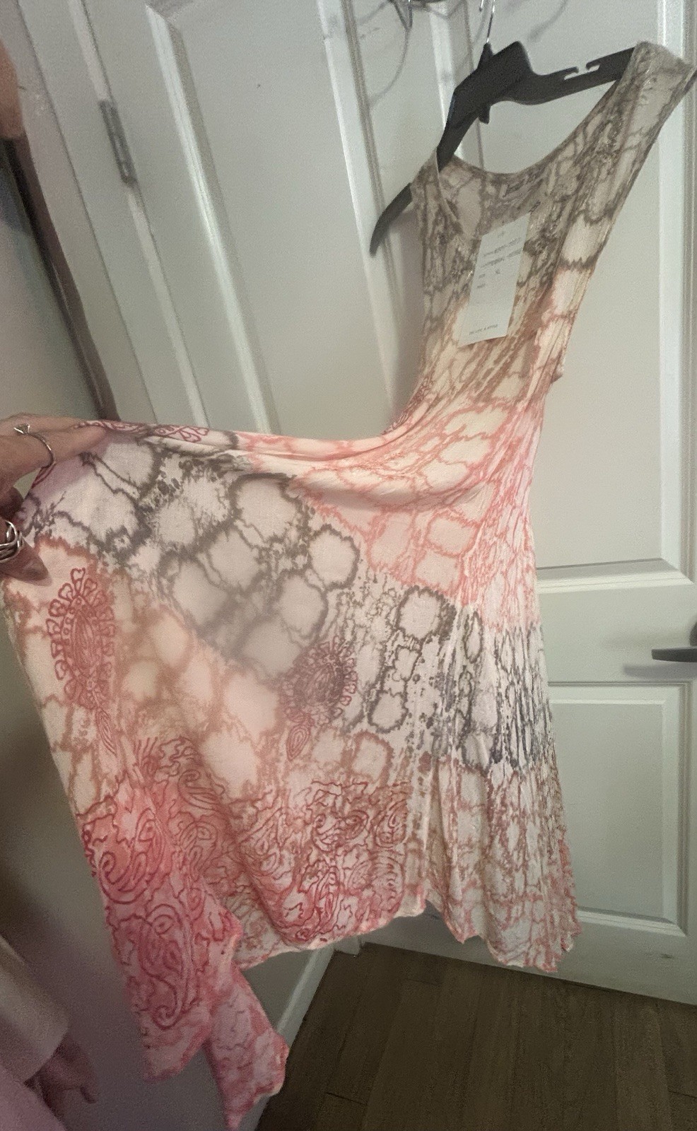 Jessica Taylor Pink Gray White Tie Dye Hi-Low Maxi Dress Sleeveless XL