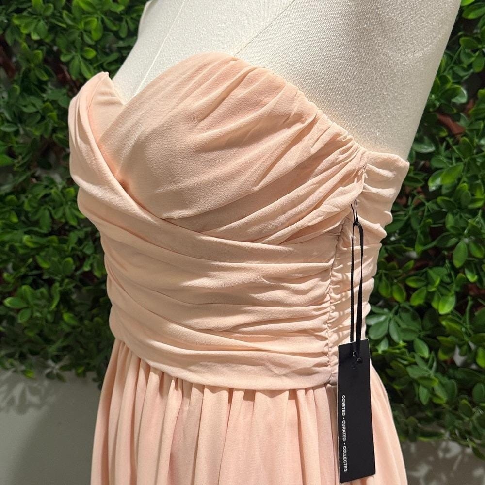 NWT- Moonlight Serenade Peach Strapless Dress w/ Slit