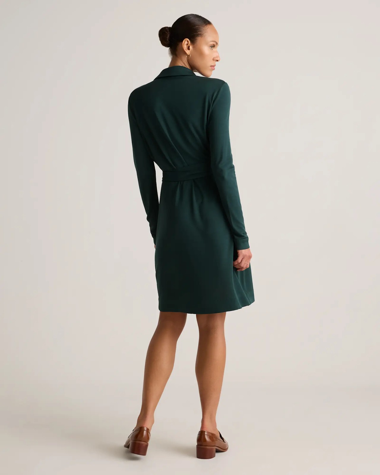 Quince 100% Silk Jersey Mini Wrap DressGreen Large Evergreen Nwt