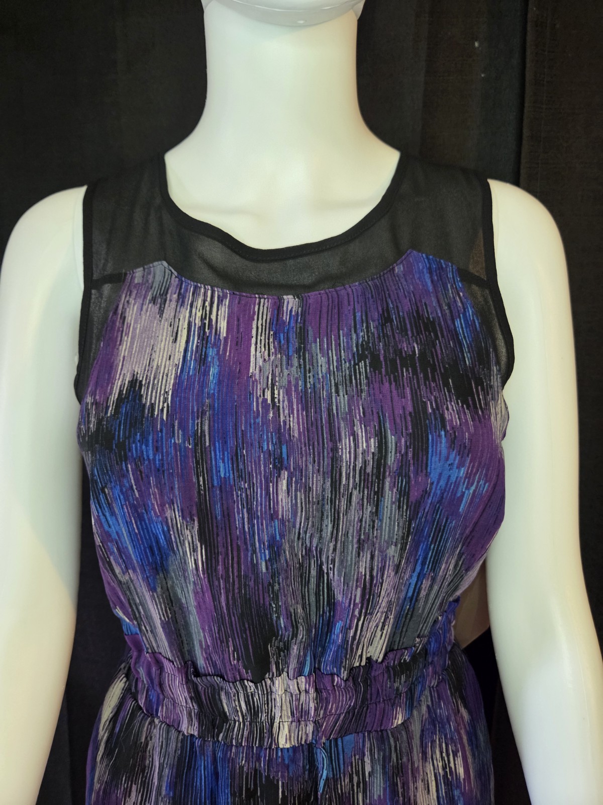 NWT Forever 21 Contemporary Purple Abstract Watercolor Mesh Mini Dress XS Artsy