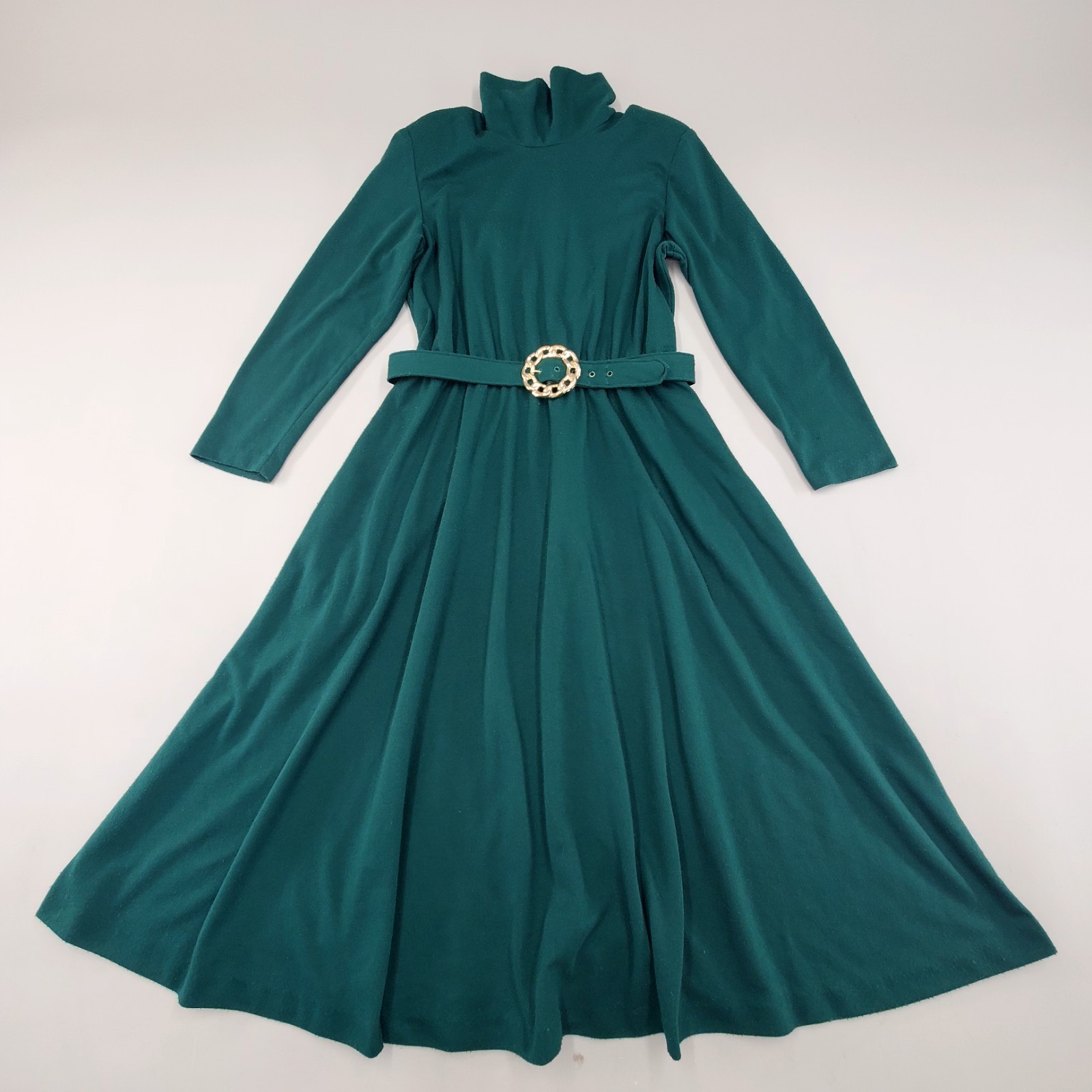 Vintage 60s Impromptu Dress Size S/M Mock Nec Knit Fit & Flare Belted USA Made