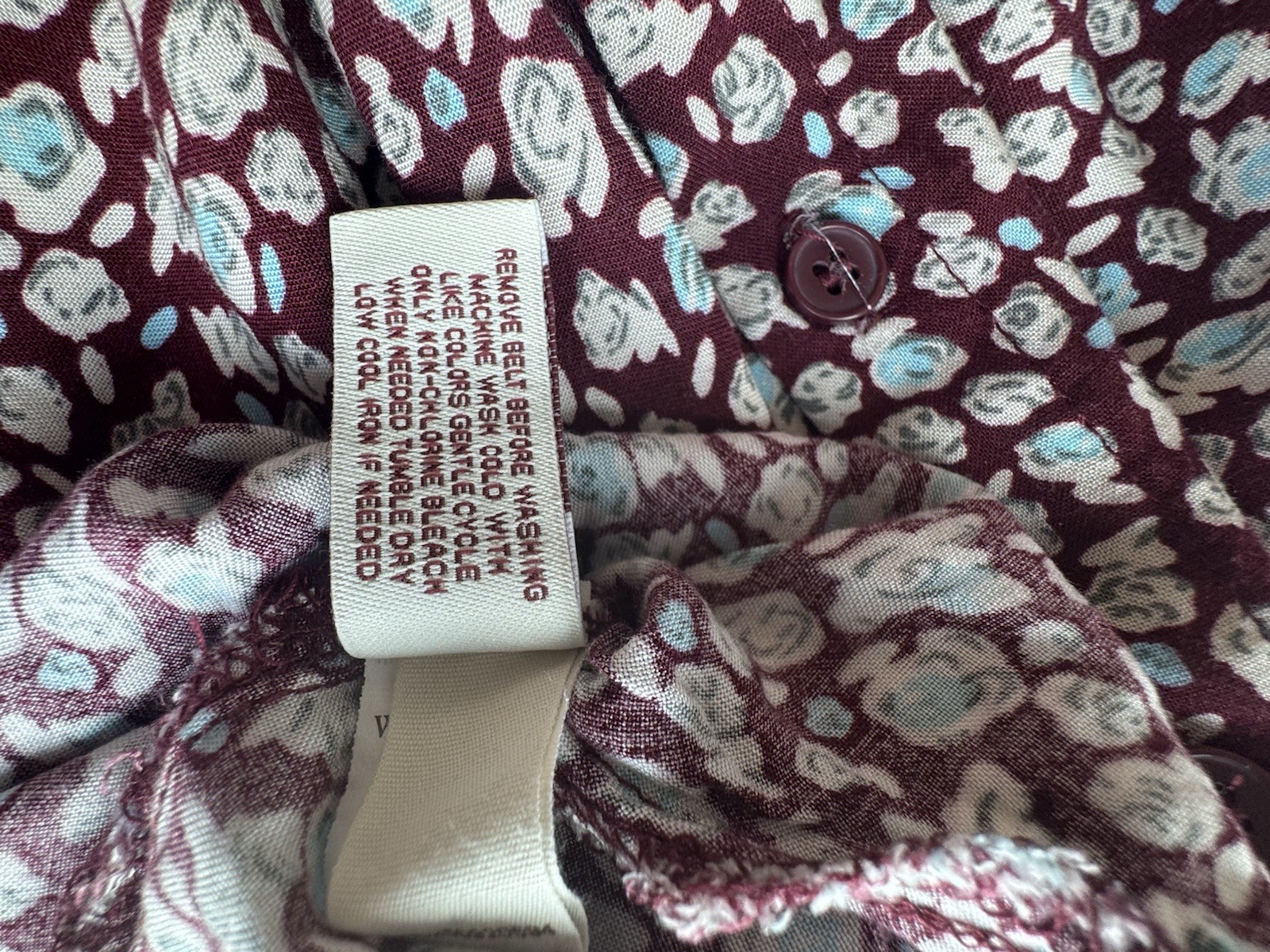 Vintage Y2K Mudd Floral ButtonFront Dress Corset Tie Back Pockets Burgundy Small
