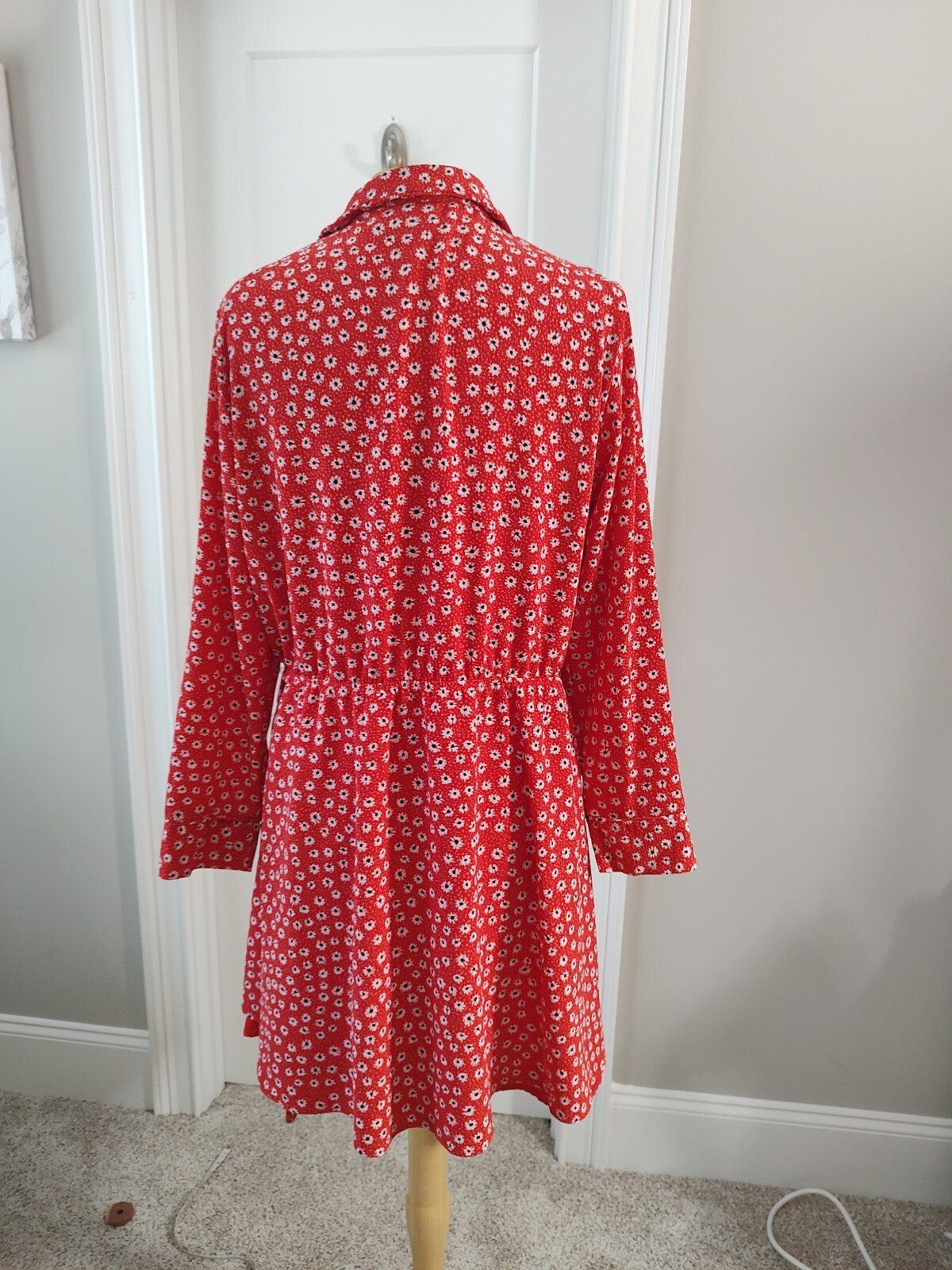 CeCe Red Floral Long Sleeve Wrap Dress XL