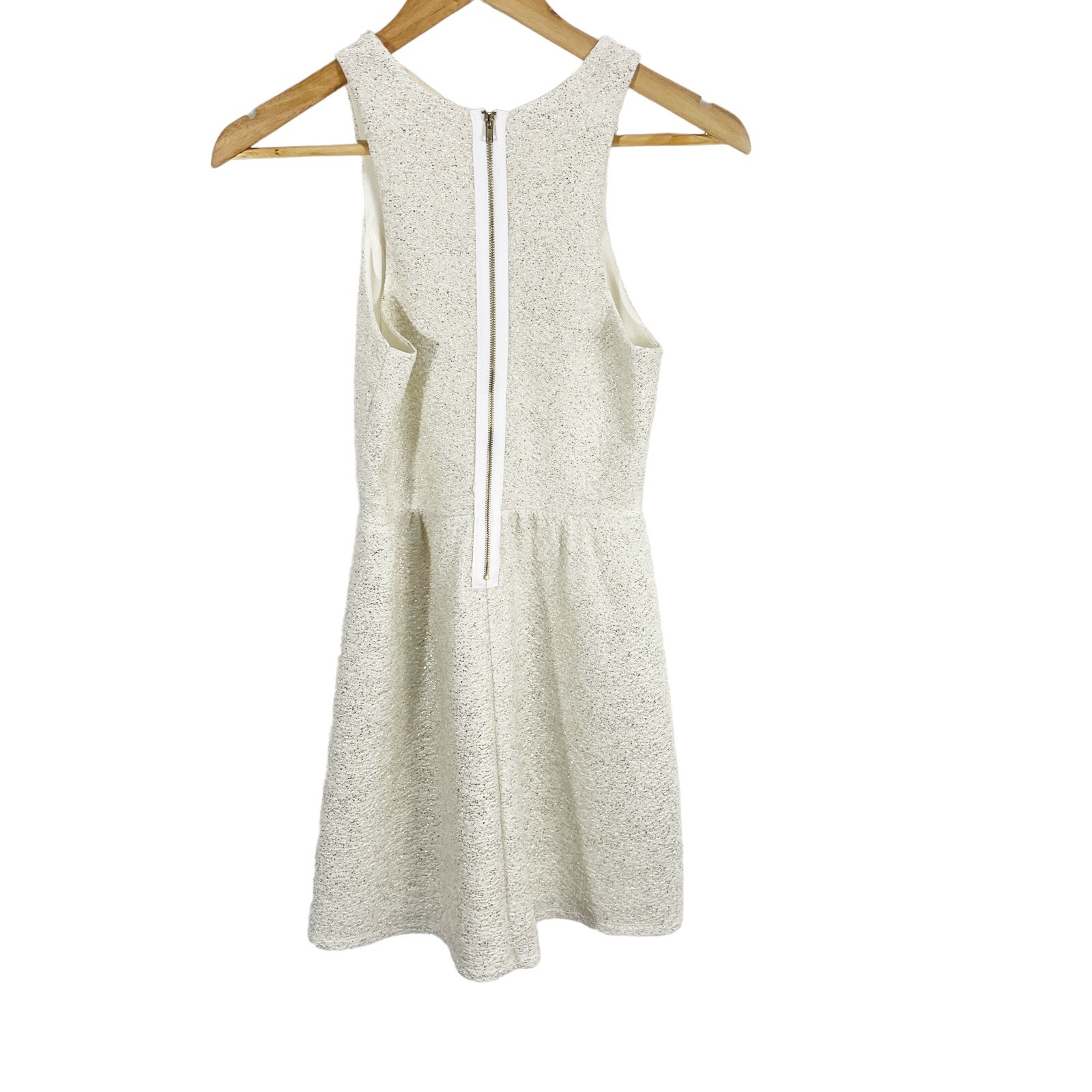 Altar’d State Cream Gold Shimmer Textured Sleeveless Racerback Aline Dress S