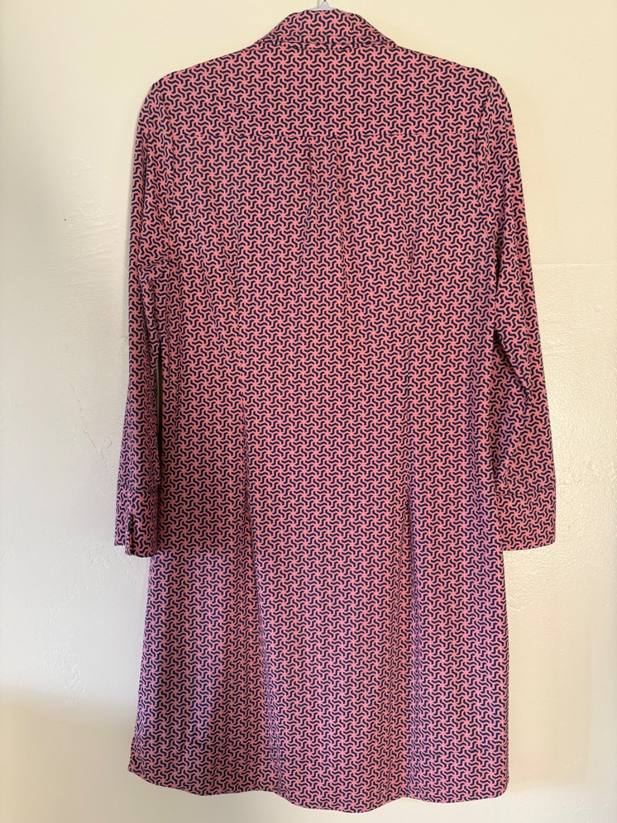 Ellie Kai Pink & Navy Geometric Shift Dress Custom Collared Size 10 Preppy