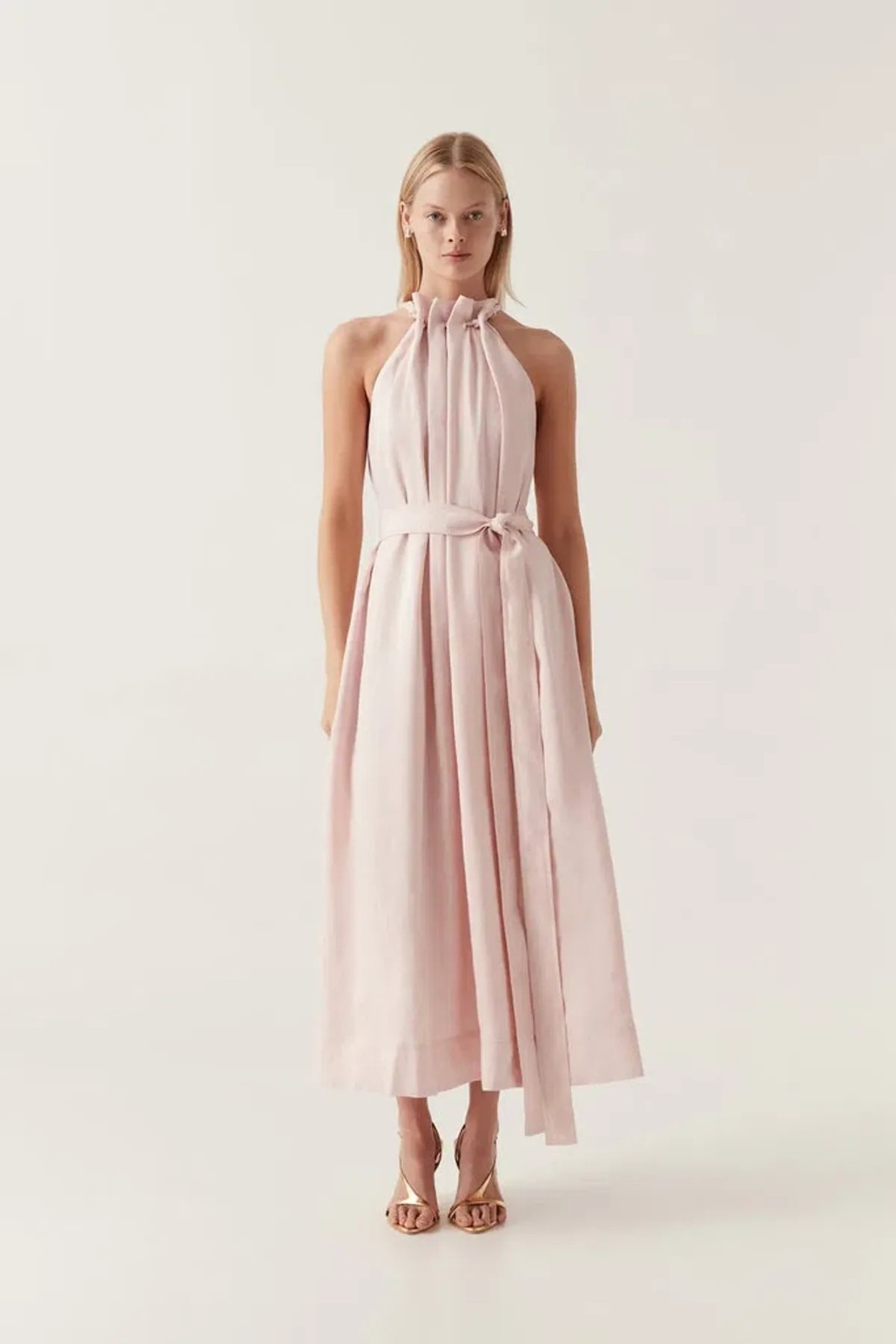 NEW AJE Mariel Trapeze Midi Dress Soft Pink, Size US 4
