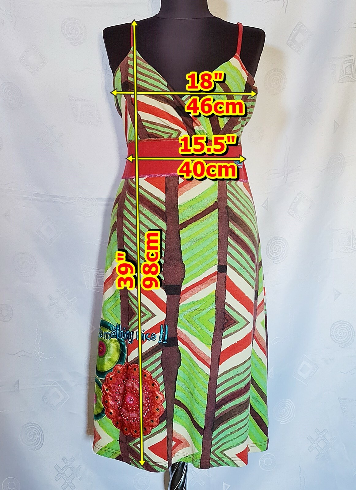 AUTHENTIC DESIGUAL GEOMETRIC LOGO EMBROIDERY WOMENS DRESS SIZE US 12 EU 40 L
