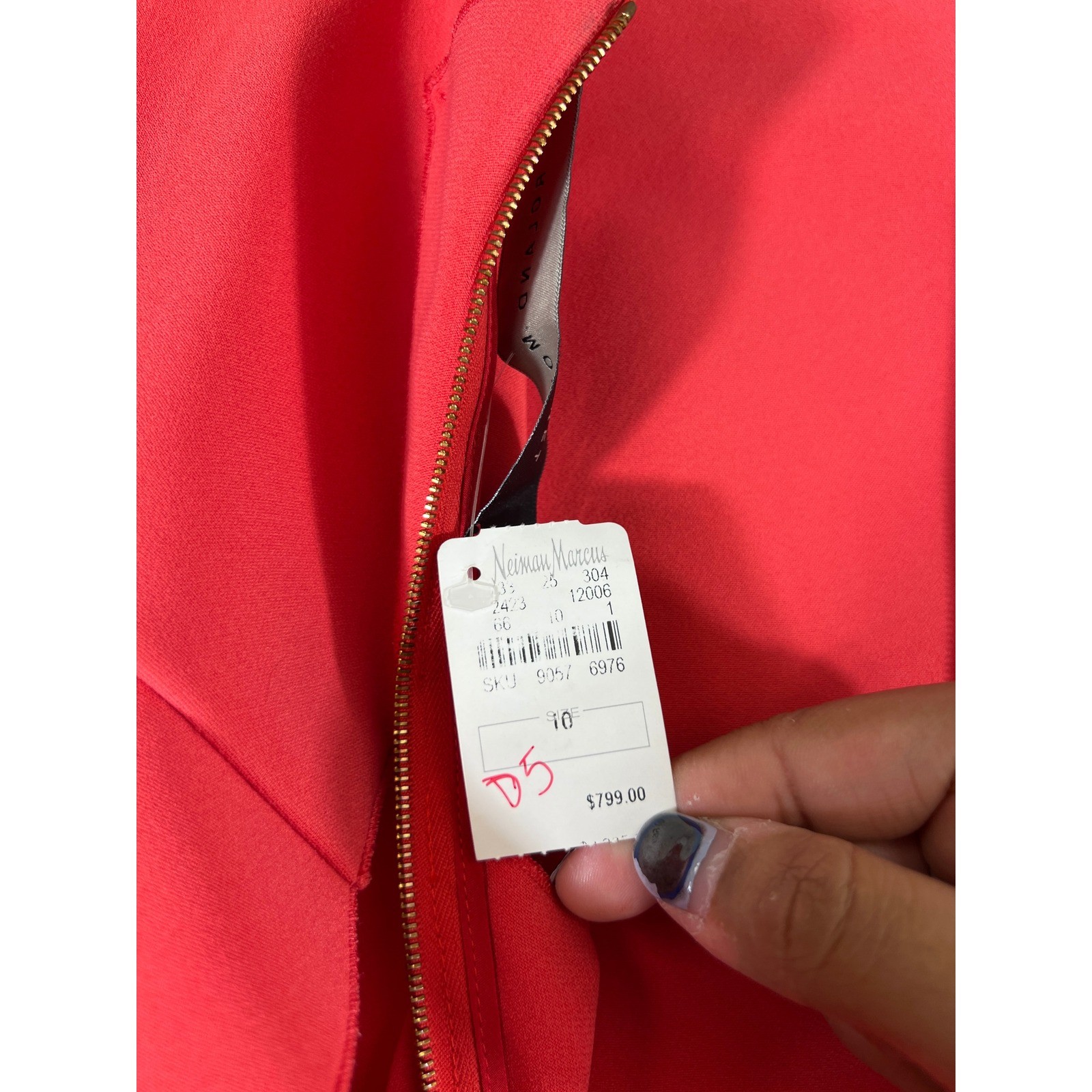 Roland Mouret Red Sleeveless Cut-Out Back Midi Dress Minimalist France Size 6