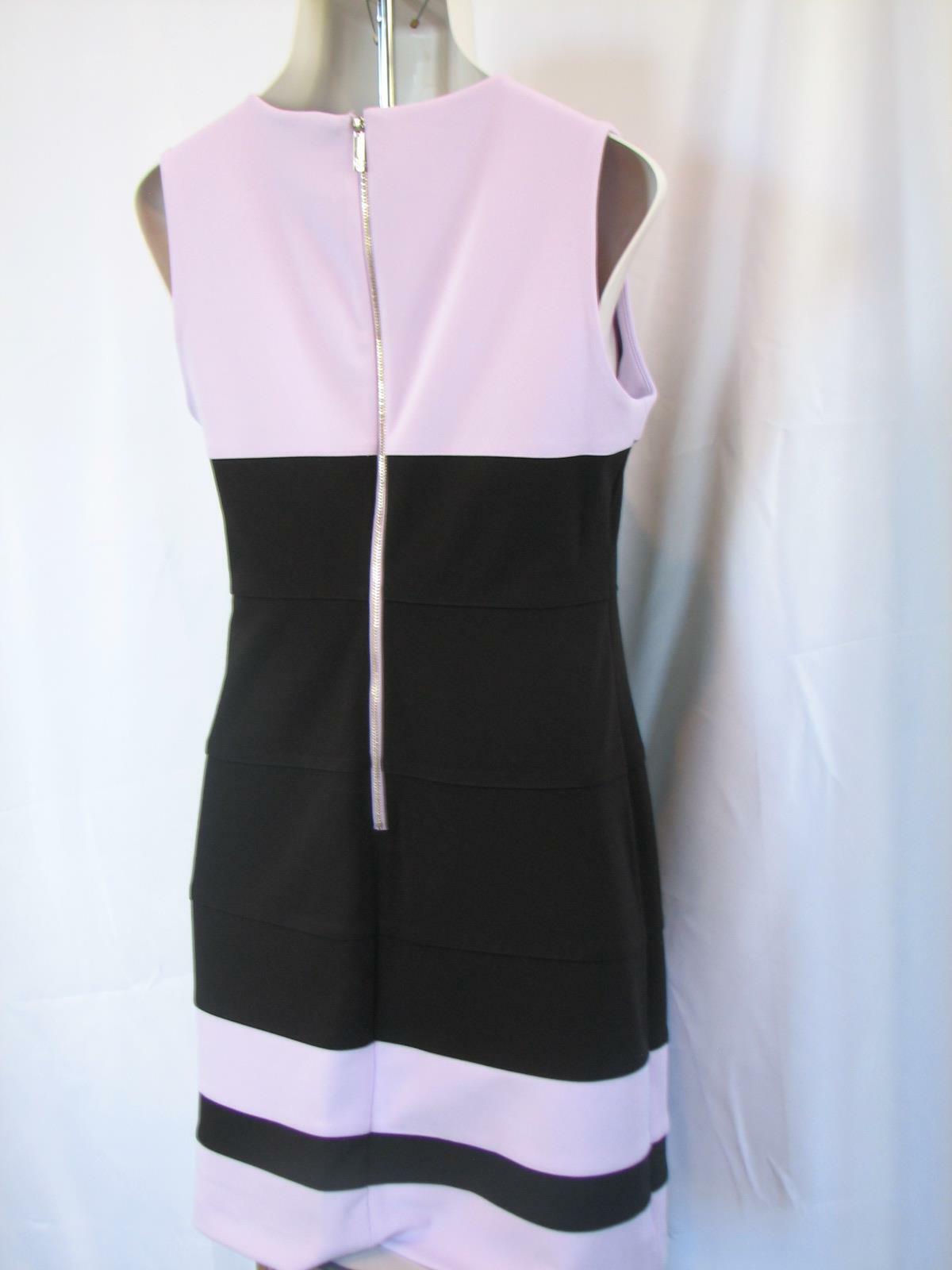 Shift Sheath Dress Tommy Hilfiger Color Block Scuba Crepe Lavender Black 8