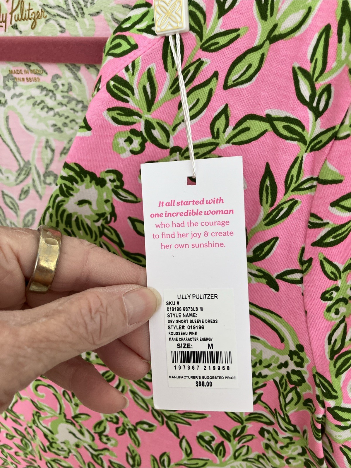 Lilly PUlizer Dev Dress Rousseau Pink Mane Character Energy NWT Size M