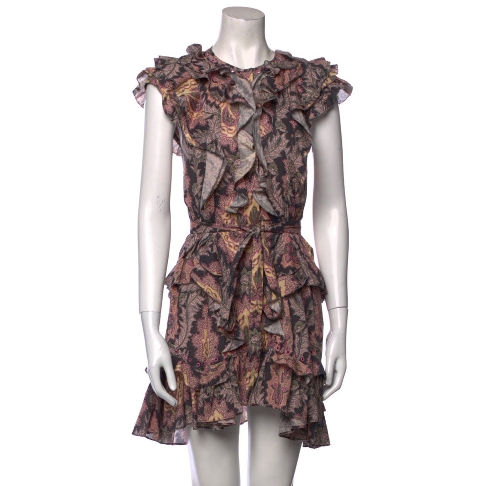 ISABEL MARANT Xanity ruffled printed cotton mini dress Size FR 40/US 8