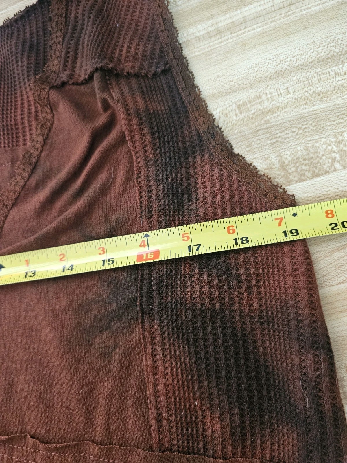 POL Clothing Babydoll Midi Maxi Oversized Brown Mineral Wash Lace Sz S Fit 12 14