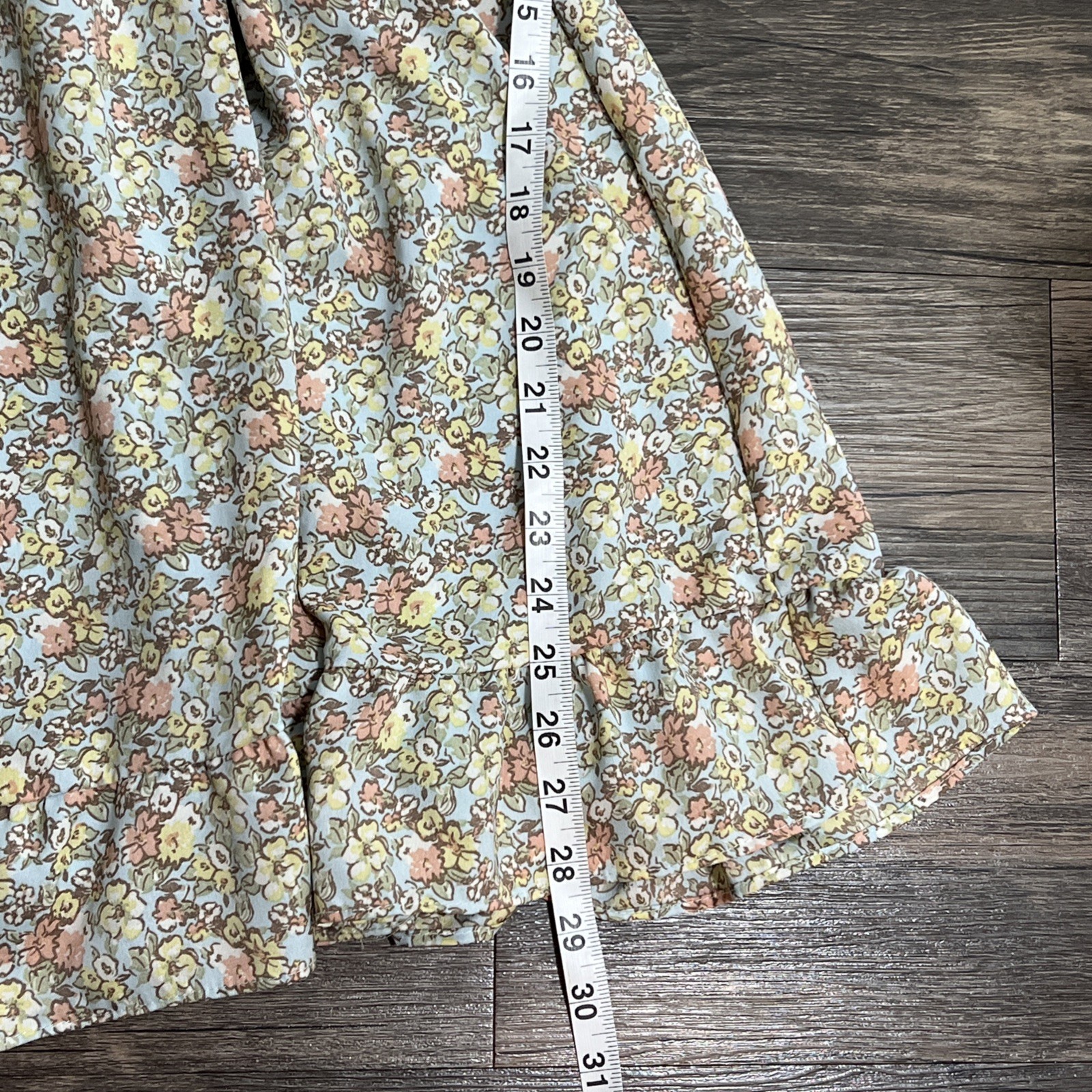 Altar’d State Medium One Shoulder Floral Mini Dress Smocked Waist Ruffle Hem