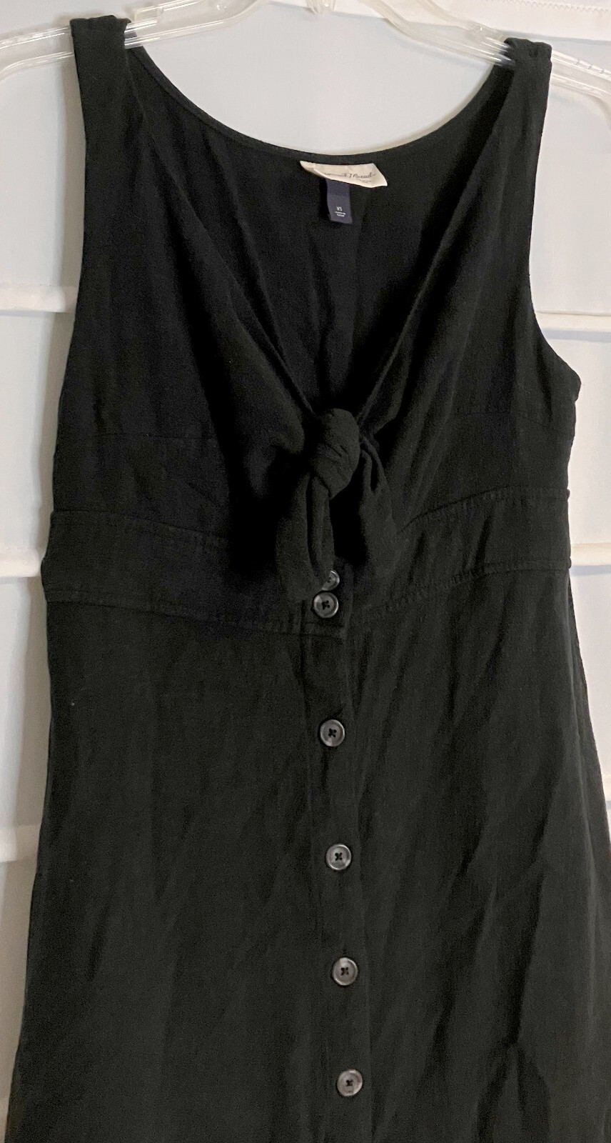 Universal Thread Black Rayon Linen Blend Knotted Sleeveless Dress Size XS EC!