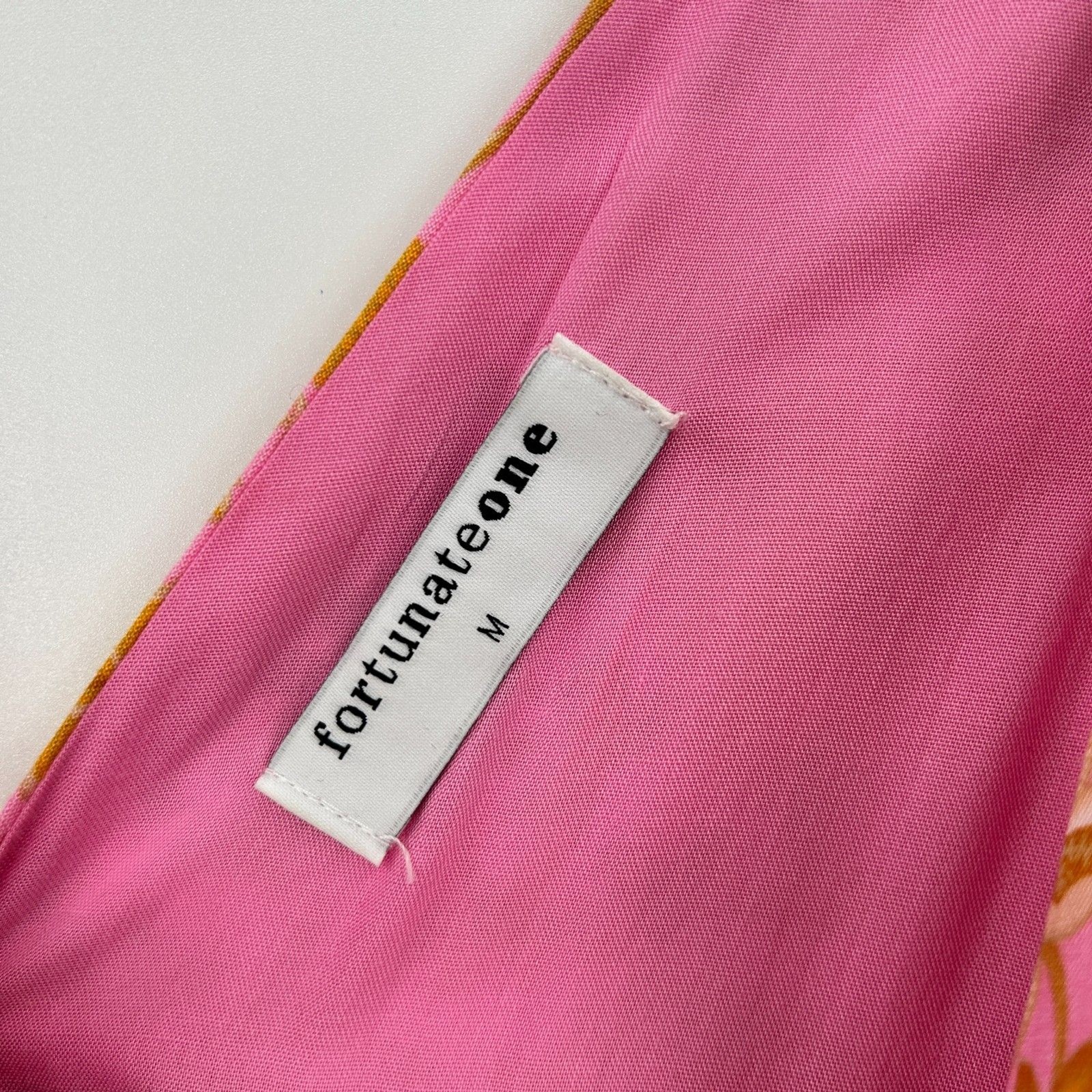 FORTUNATE ONE Pink Peach Floral Print Pleated Midi Spring Slip Dress Size Medium