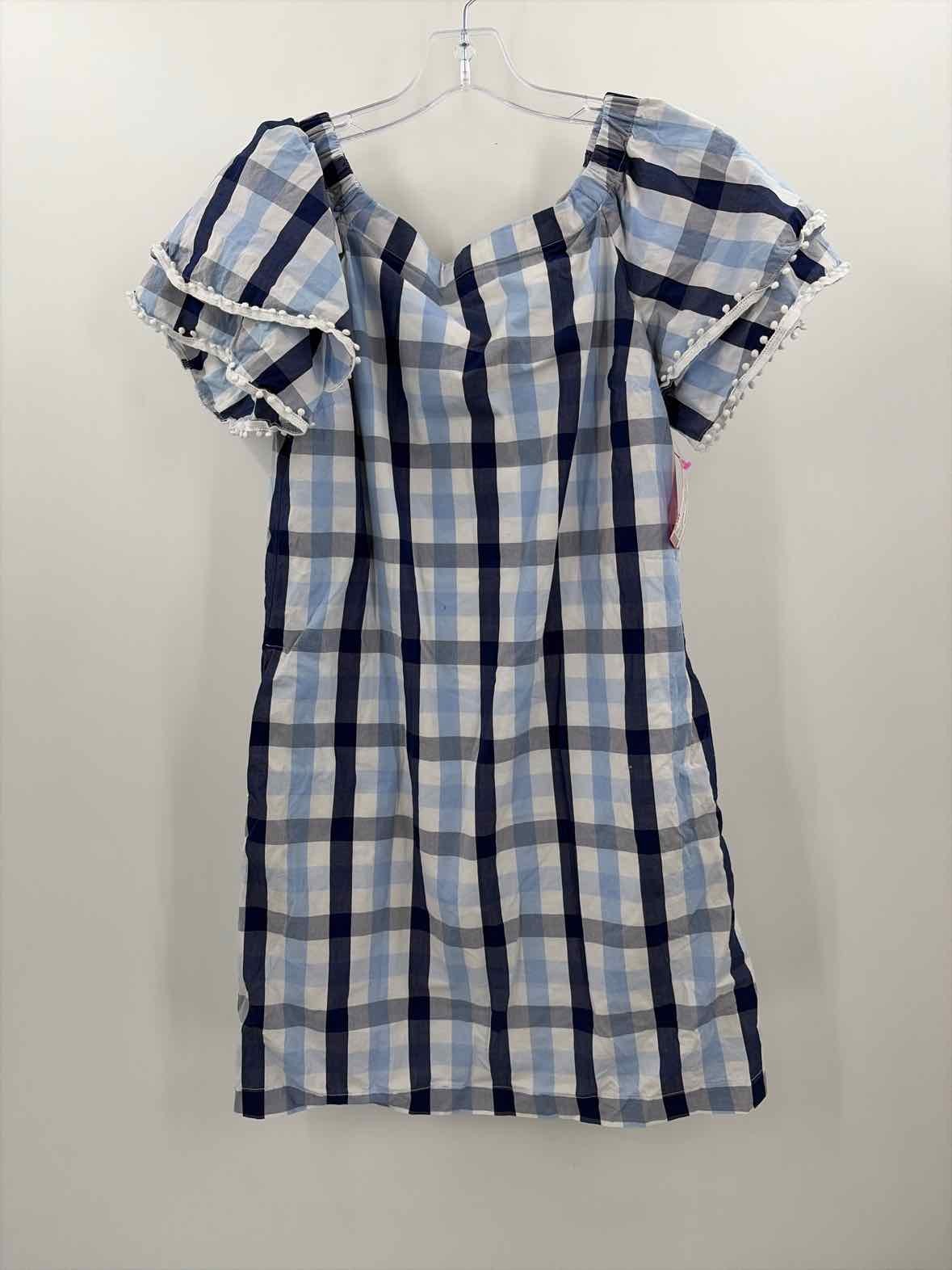 Pre-Owned Sara Campbell Blue Size Medium Gingham Knee Length Short Sleeve Dress