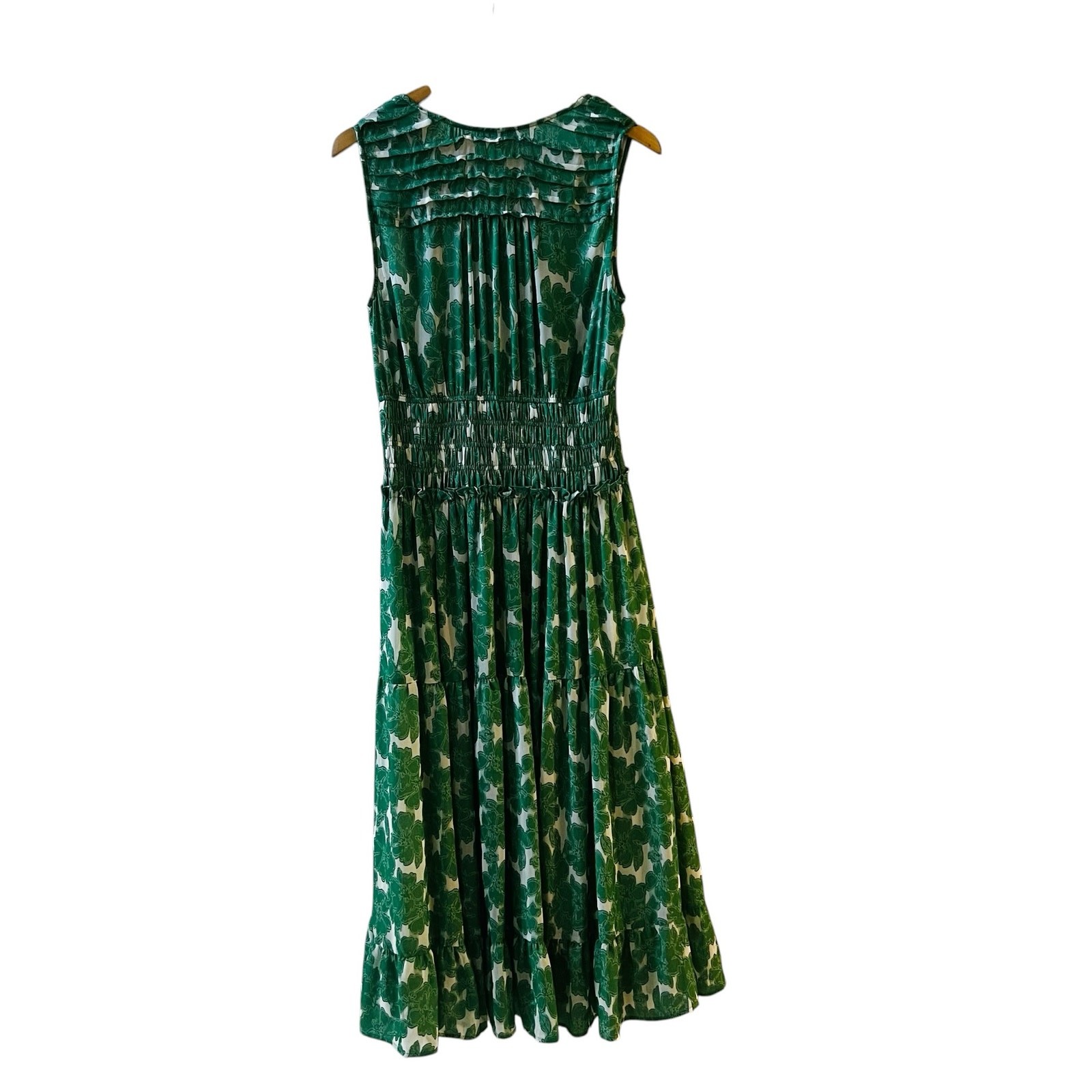 Current Air Green Printed Tiered Maxi Sleeveless Dress Size S Small
