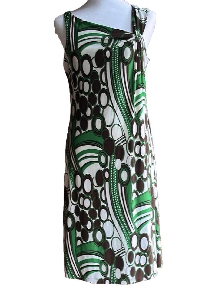 Vertigo Paris Sleeveless Dress Green, Brown, and Tan Size M FREE SHIPPING