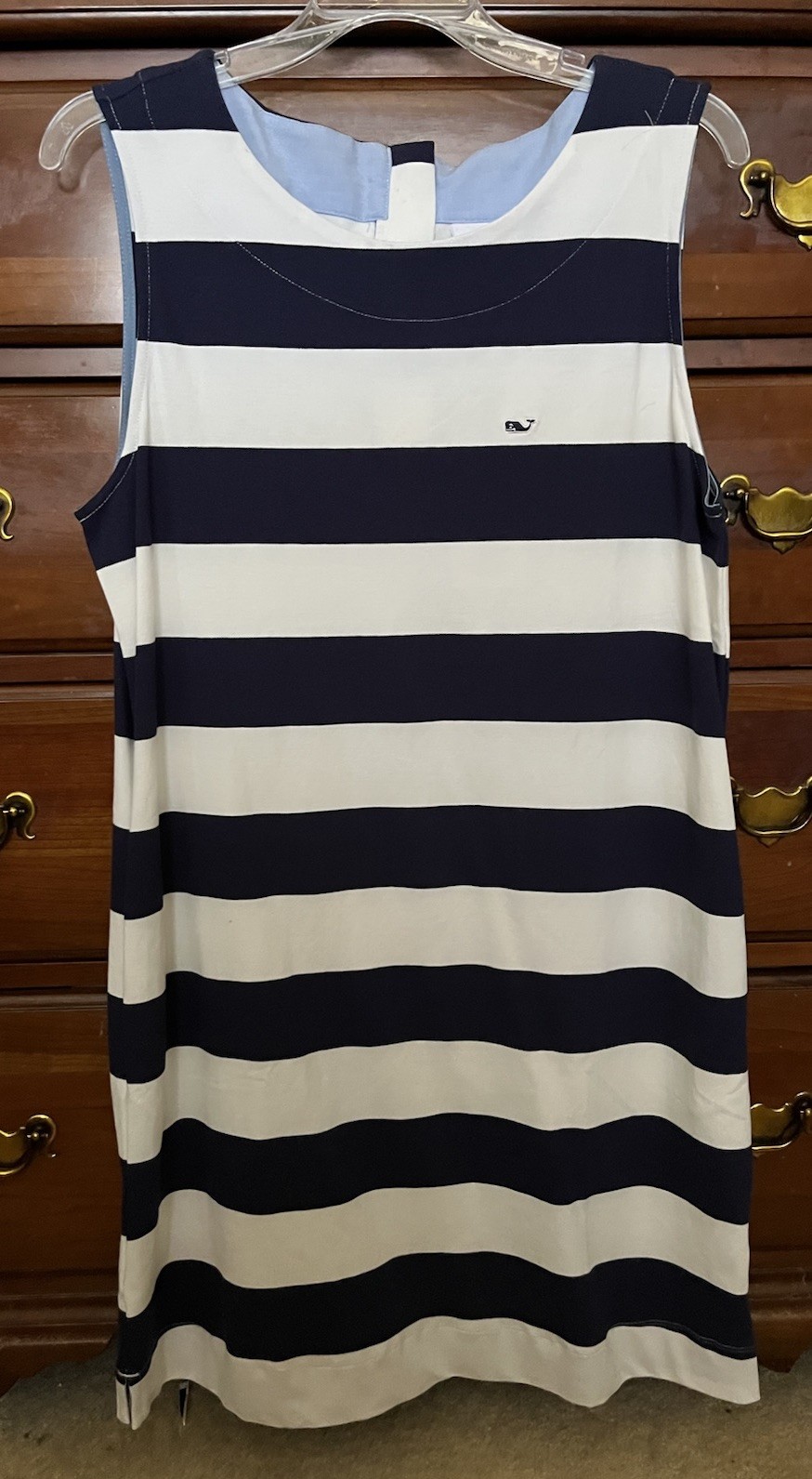 Vineyard Vines Target Womens Sz Large Dress Navy Blue White Stripe Sleeveless