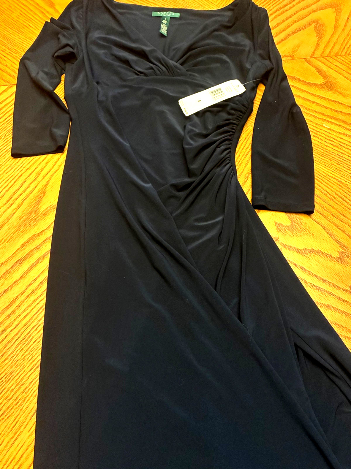 NWT Ralph Lauren Holmby Hills Navy Ruched V-Neck Evening Dress 8 $160
